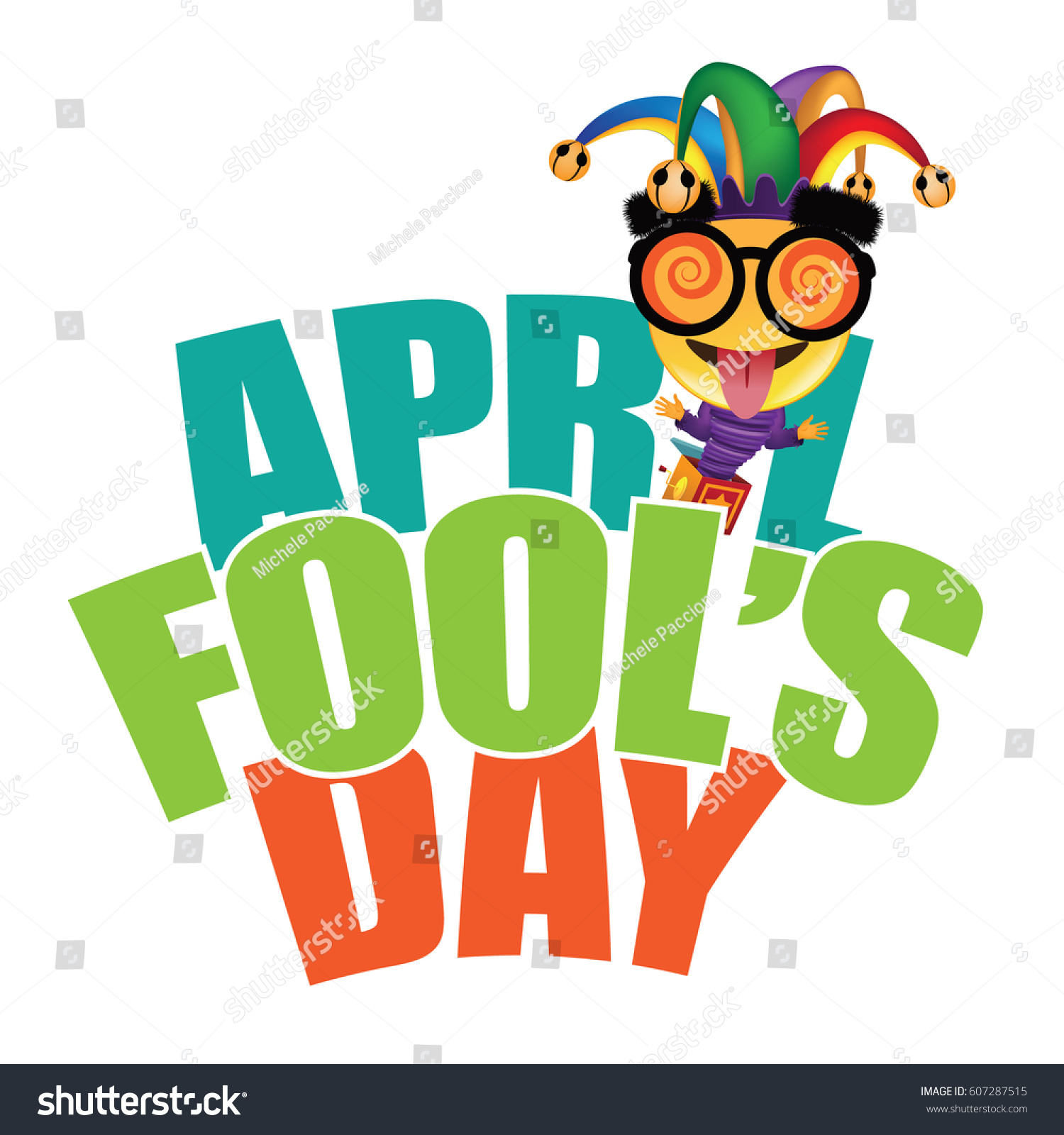 April Fools Day jester hat, silly glasses jack - Royalty Free Stock ...