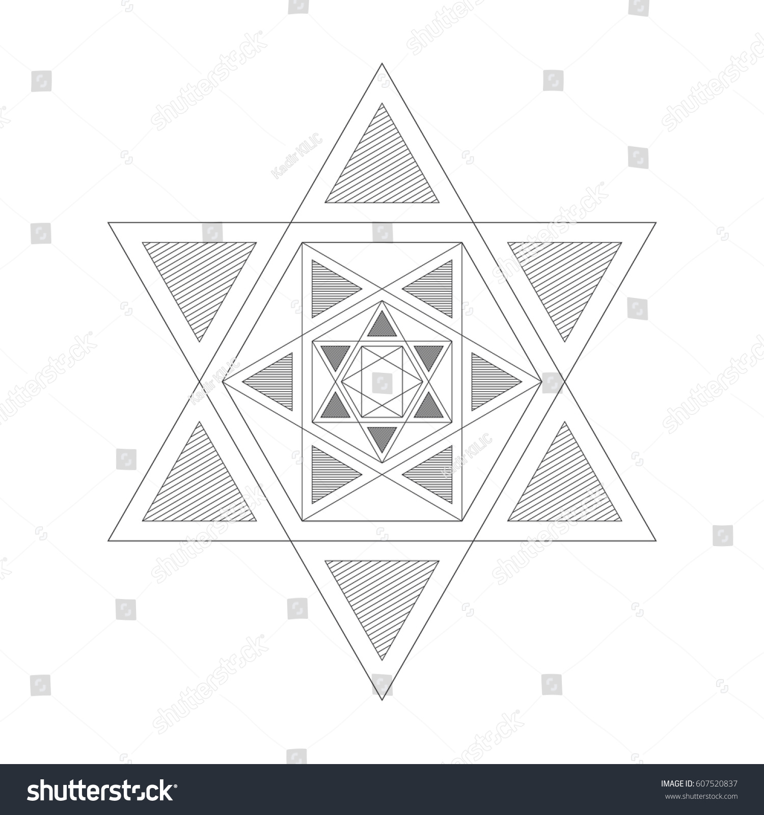 Light Hexagram Pattern Royalty Free Stock Vector 607520837