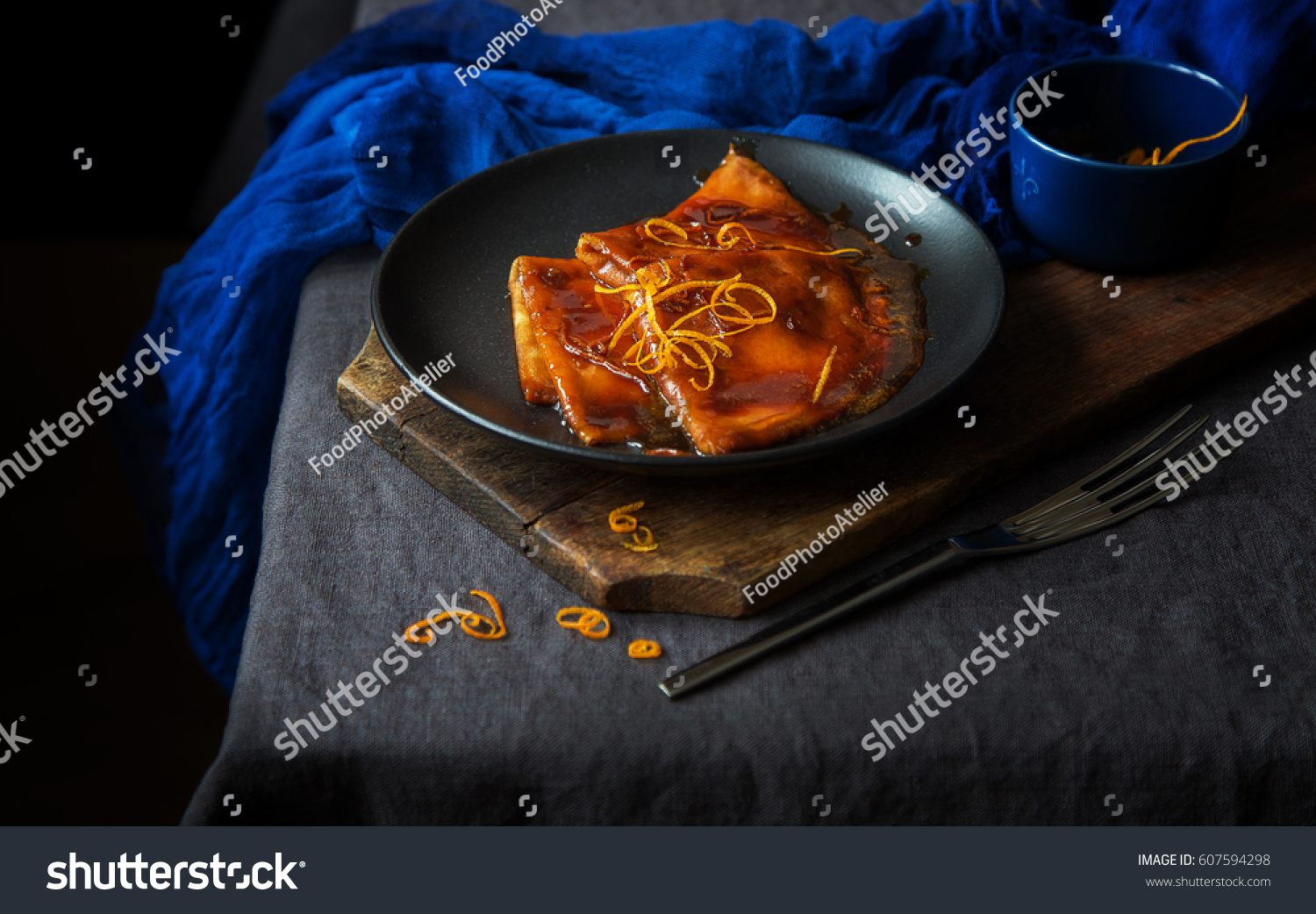 Crepe suzette in a rustic style and low key #607594298