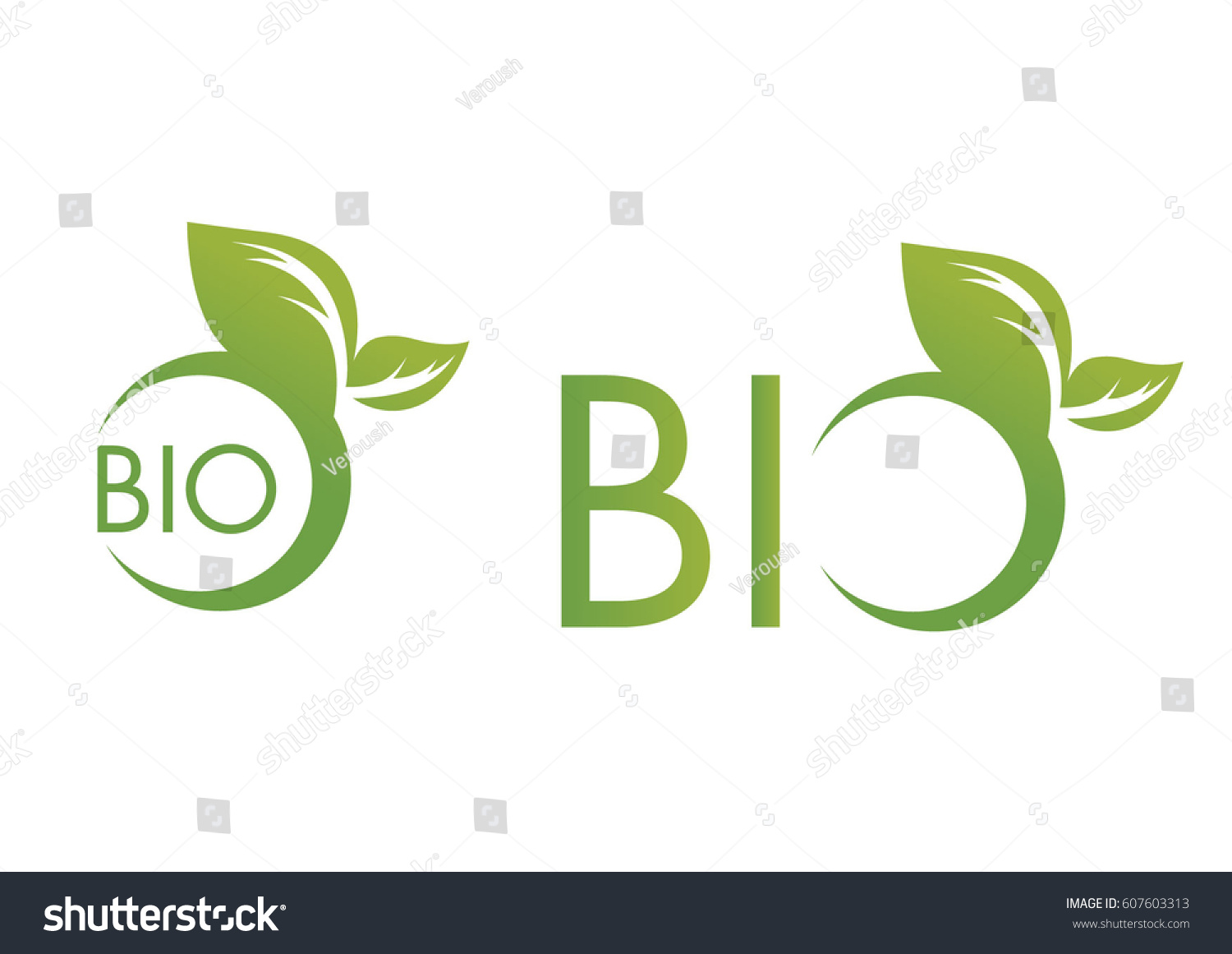 Bio logos with leaf - Royalty Free Stock Vector 607603313 - Avopix.com