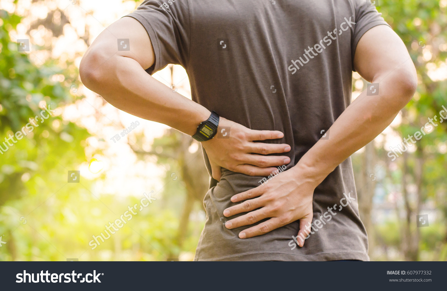 Sport injury, Man with back pain #607977332