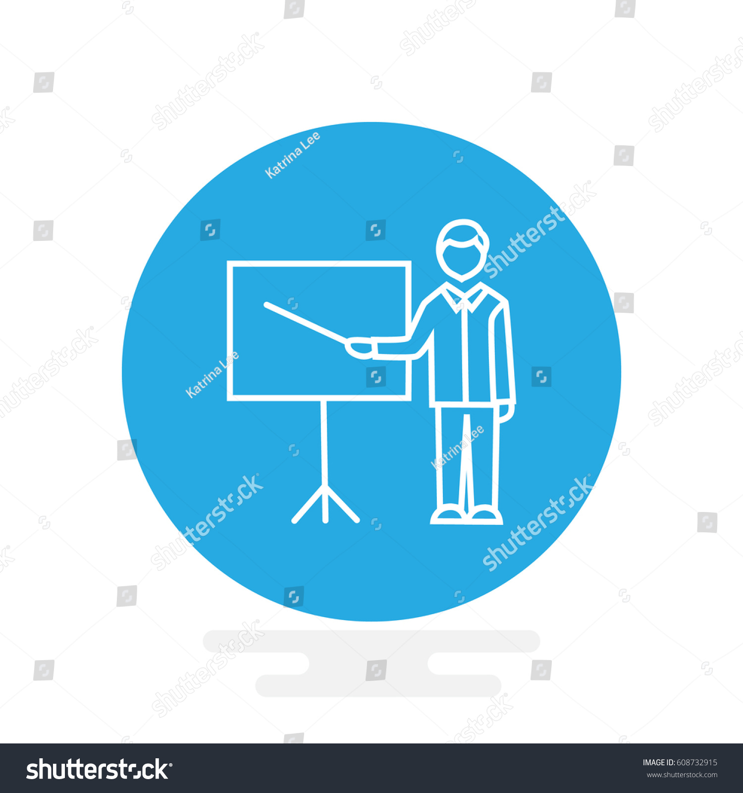 Teacher With Pointer At Blackboard Vector Icon Royalty Free Stock Vector 608732915 0743