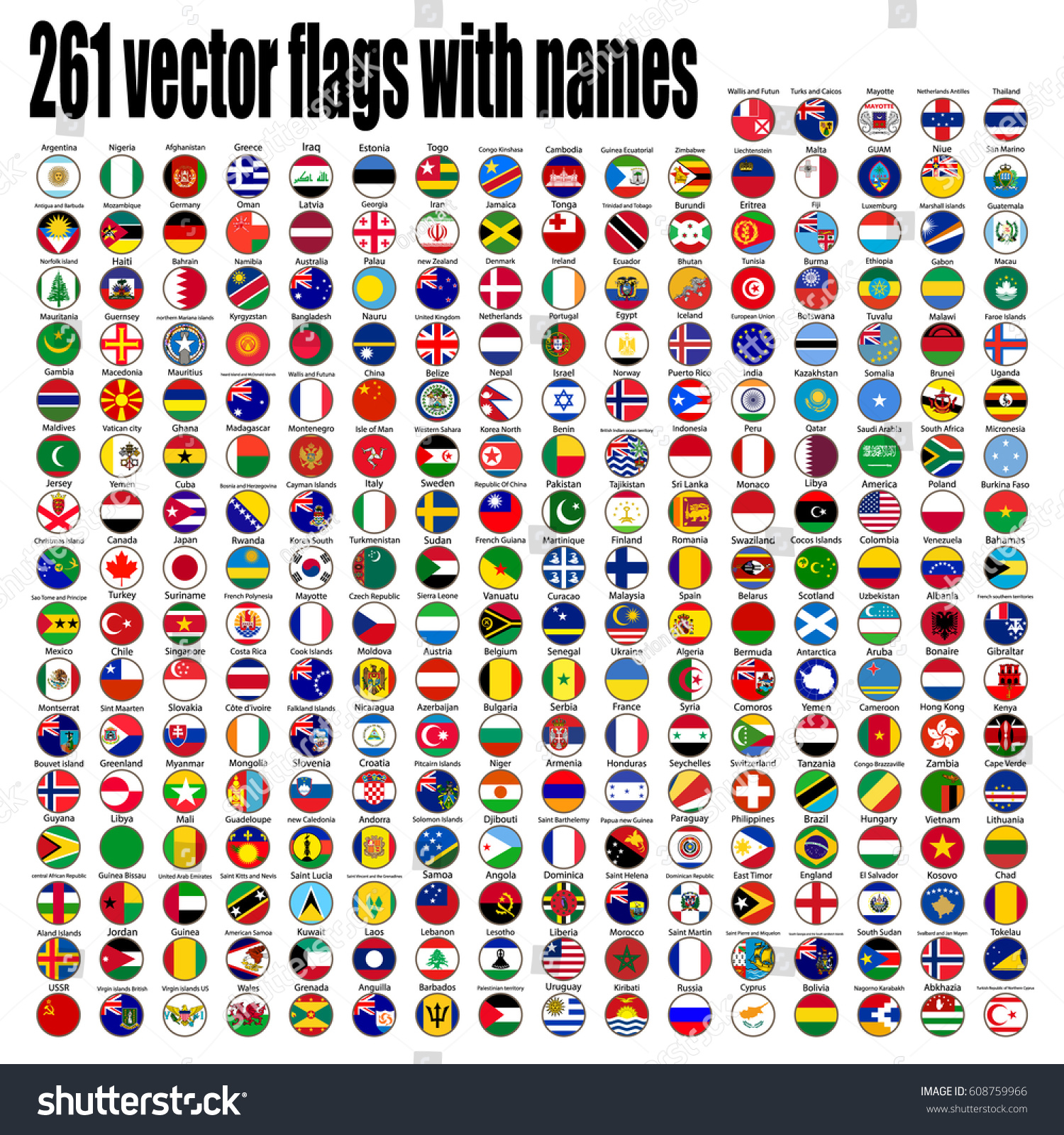 flags of the world, round icons. #608759966