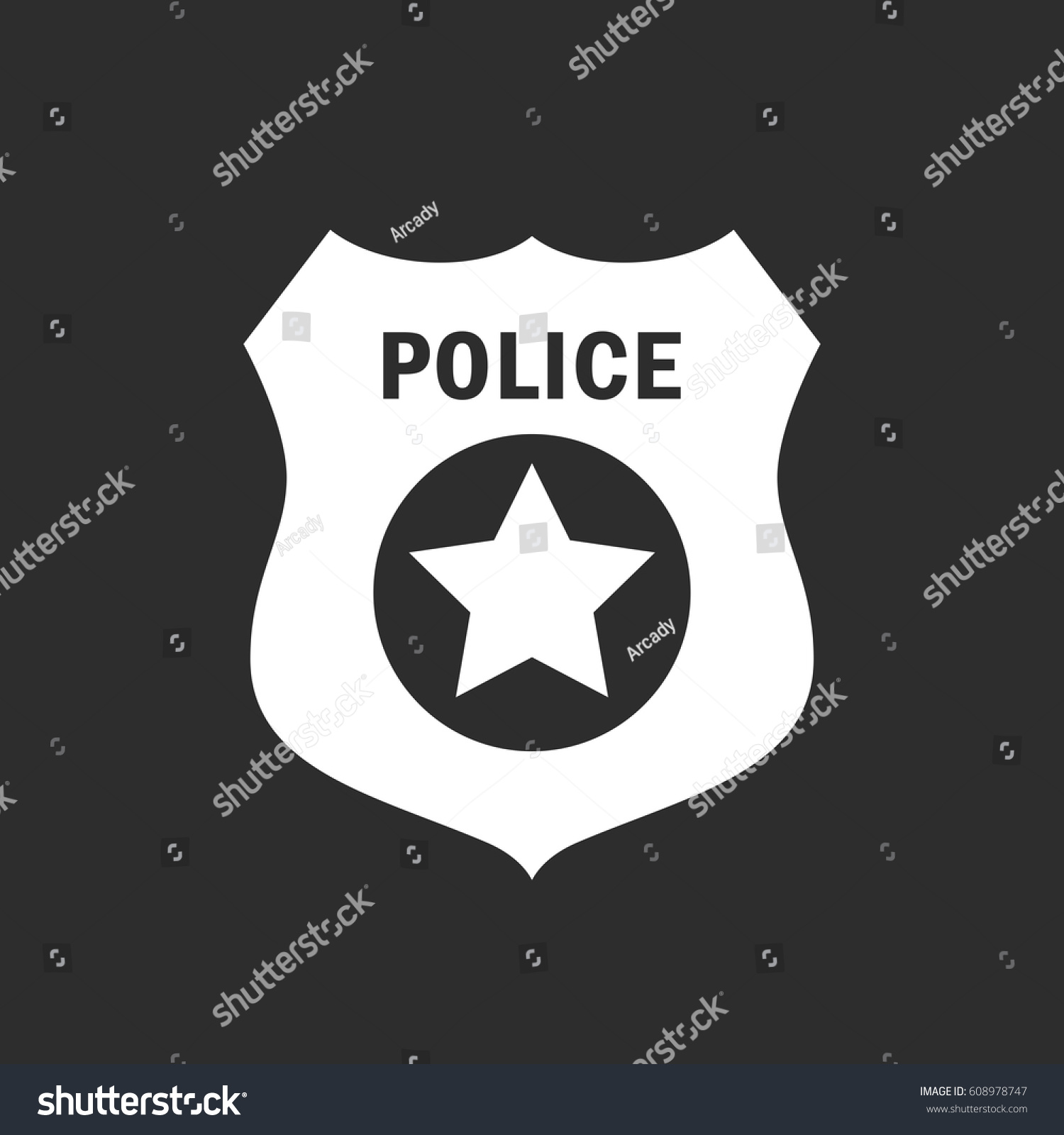 Police badge vector icon illustration isolated on black background #608978747