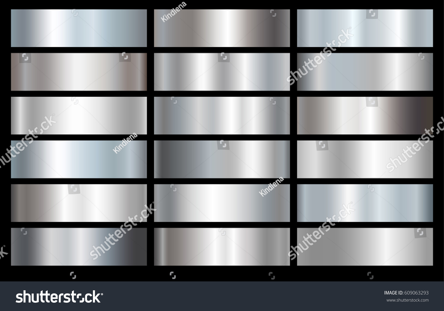 Silver foil texture background set. Grey vector elegant, shiny and metal gradient collection  for border, frame, ribbon design #609063293
