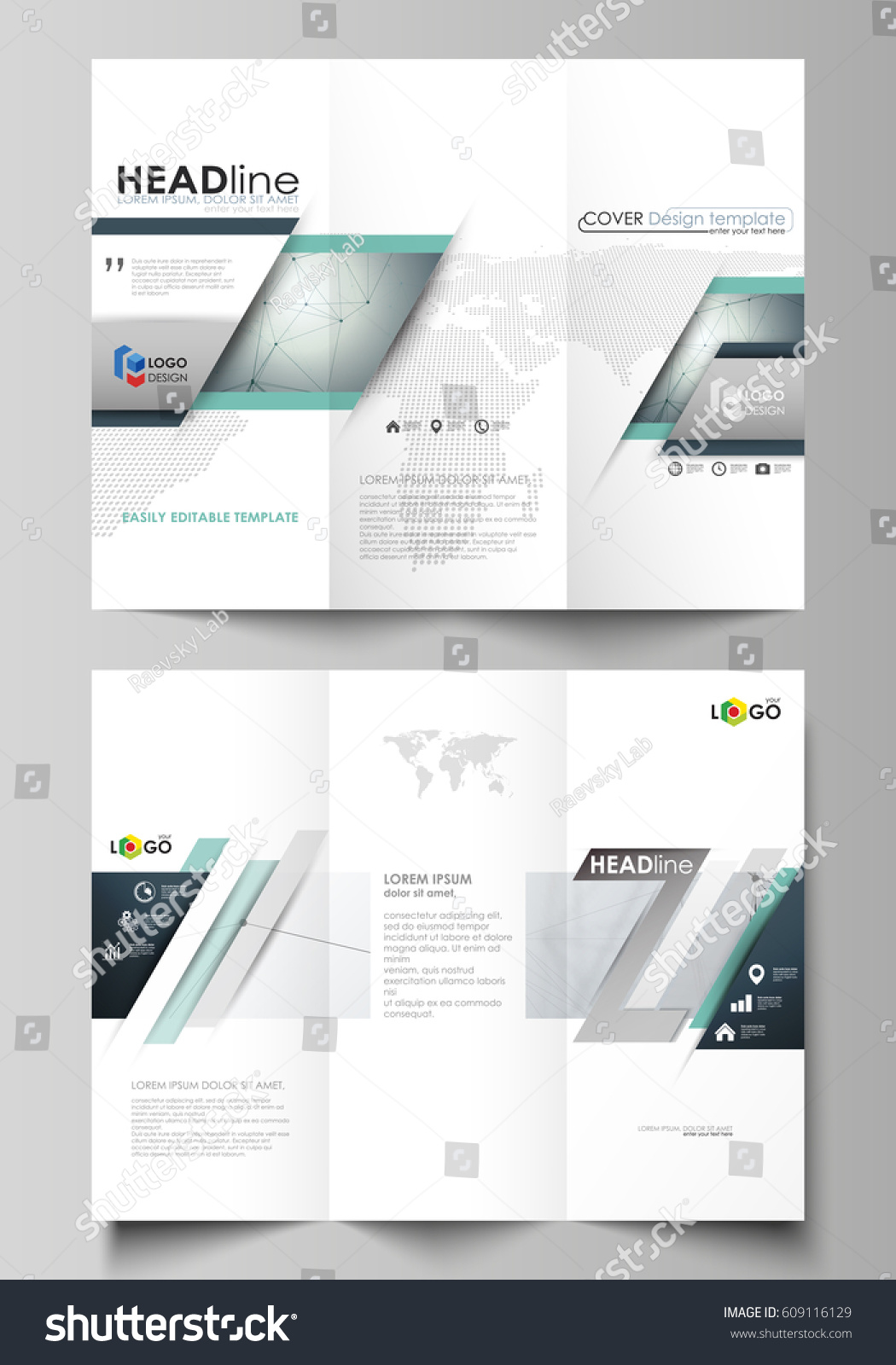 Tri-fold Brochure Business Templates On Both - Royalty Free Stock 