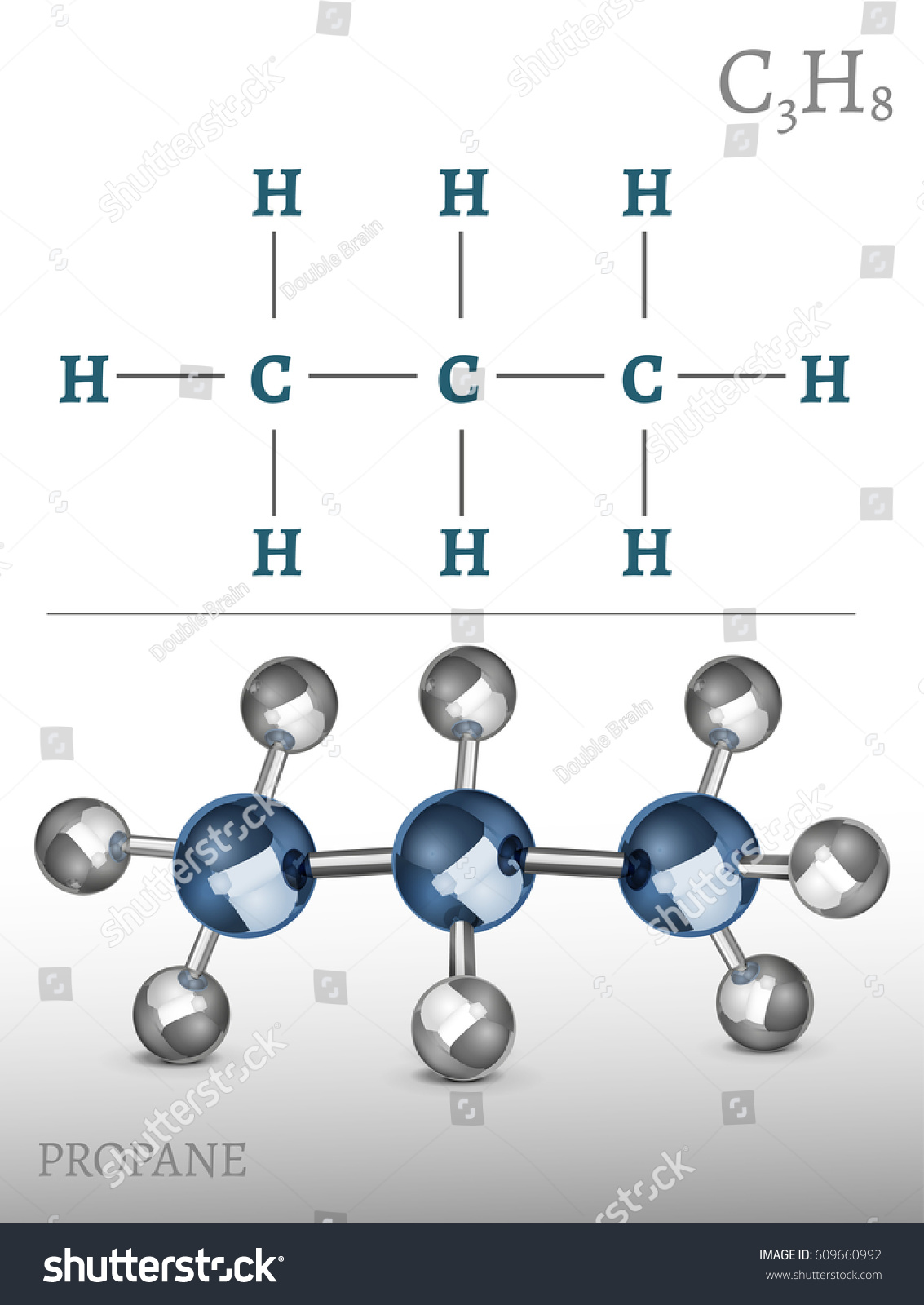 Propane molecule in 3D style. C3H8 vector - Royalty Free Stock Vector ...