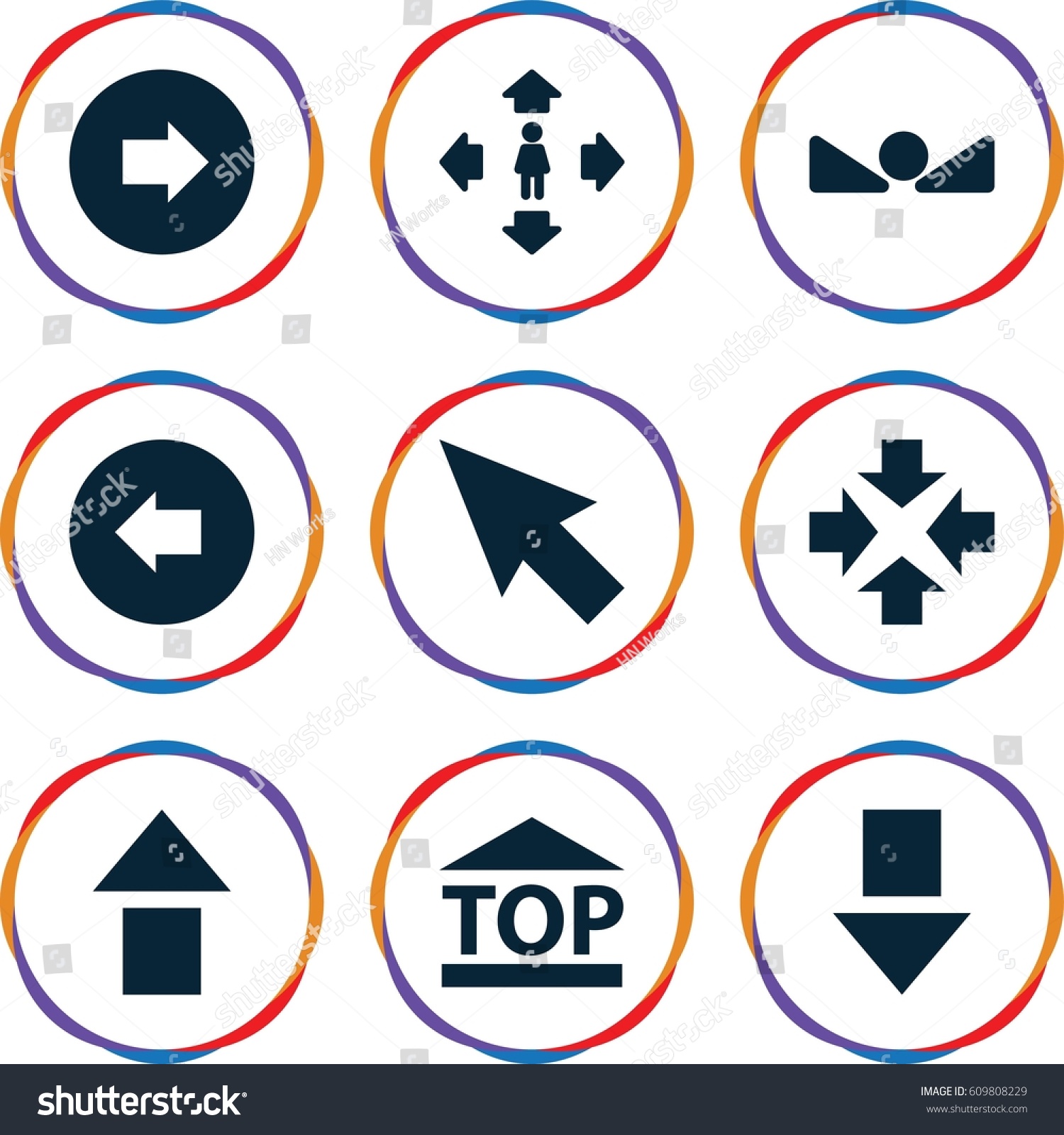 Cursor icons set. set of 9 cursor filled icons - Royalty Free Stock ...