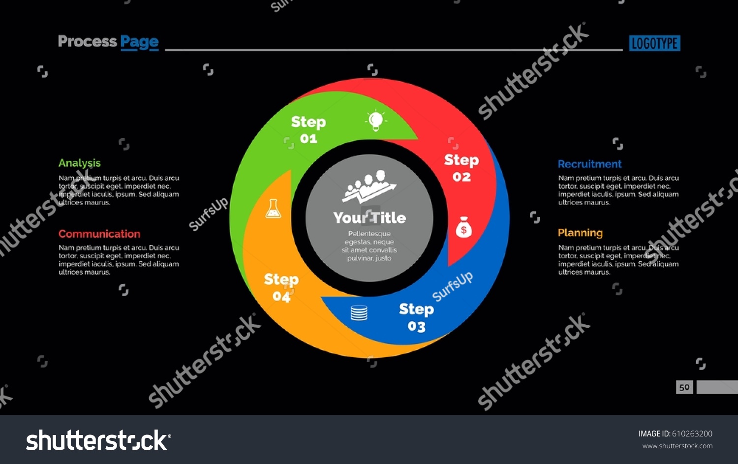 Four Steps Cycle Slide Template - Royalty Free Stock Vector 610263200 ...