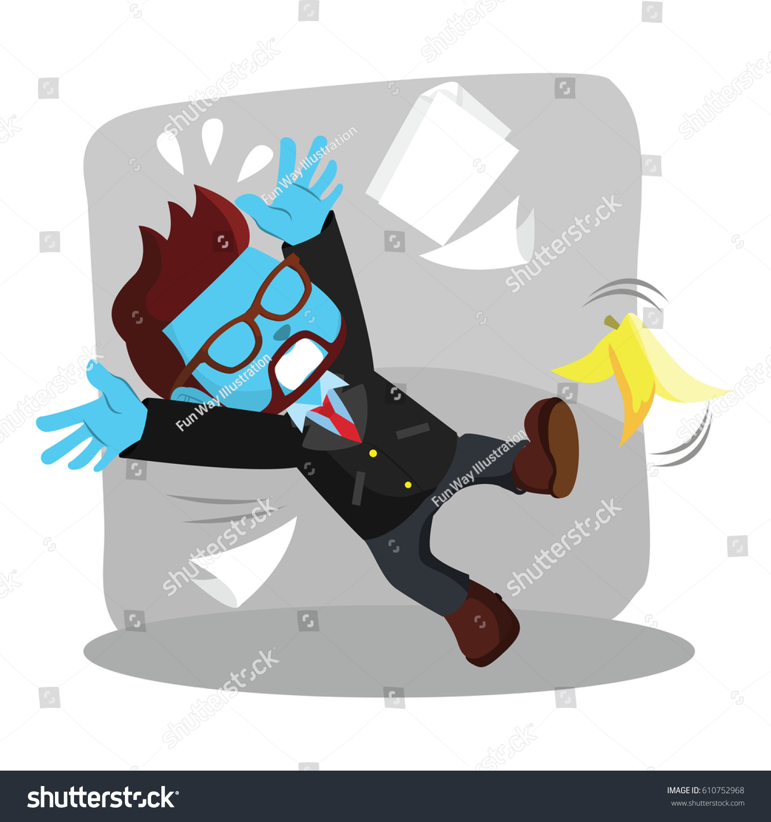 Blue Businessman Slipped By Banana Peel Royalty Free Stock Vector