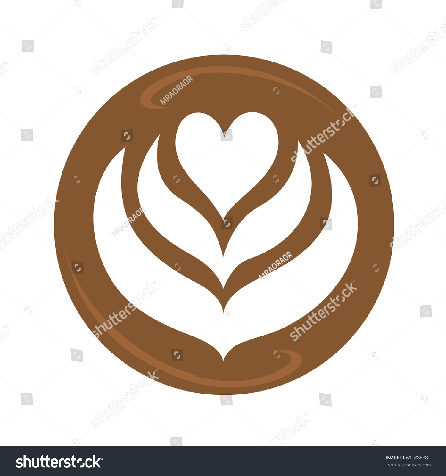 Tulip heart and rosetta latte art coffee design for logo, icon, symbol #610885382