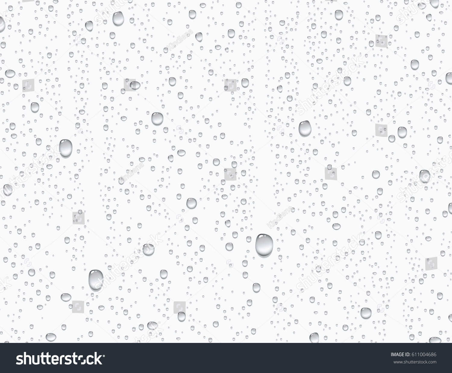 Water rain drops or steam shower isolated on white background. Realistic pure droplets condensed. Vector clear vapor bubbles on window glass surface for your design #611004686