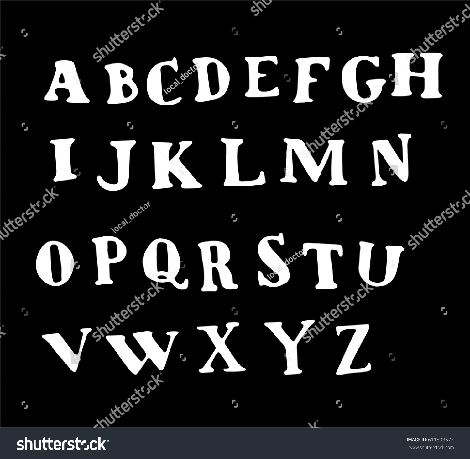 Ink brush handwritten font, typeface with latin - Royalty Free Stock ...