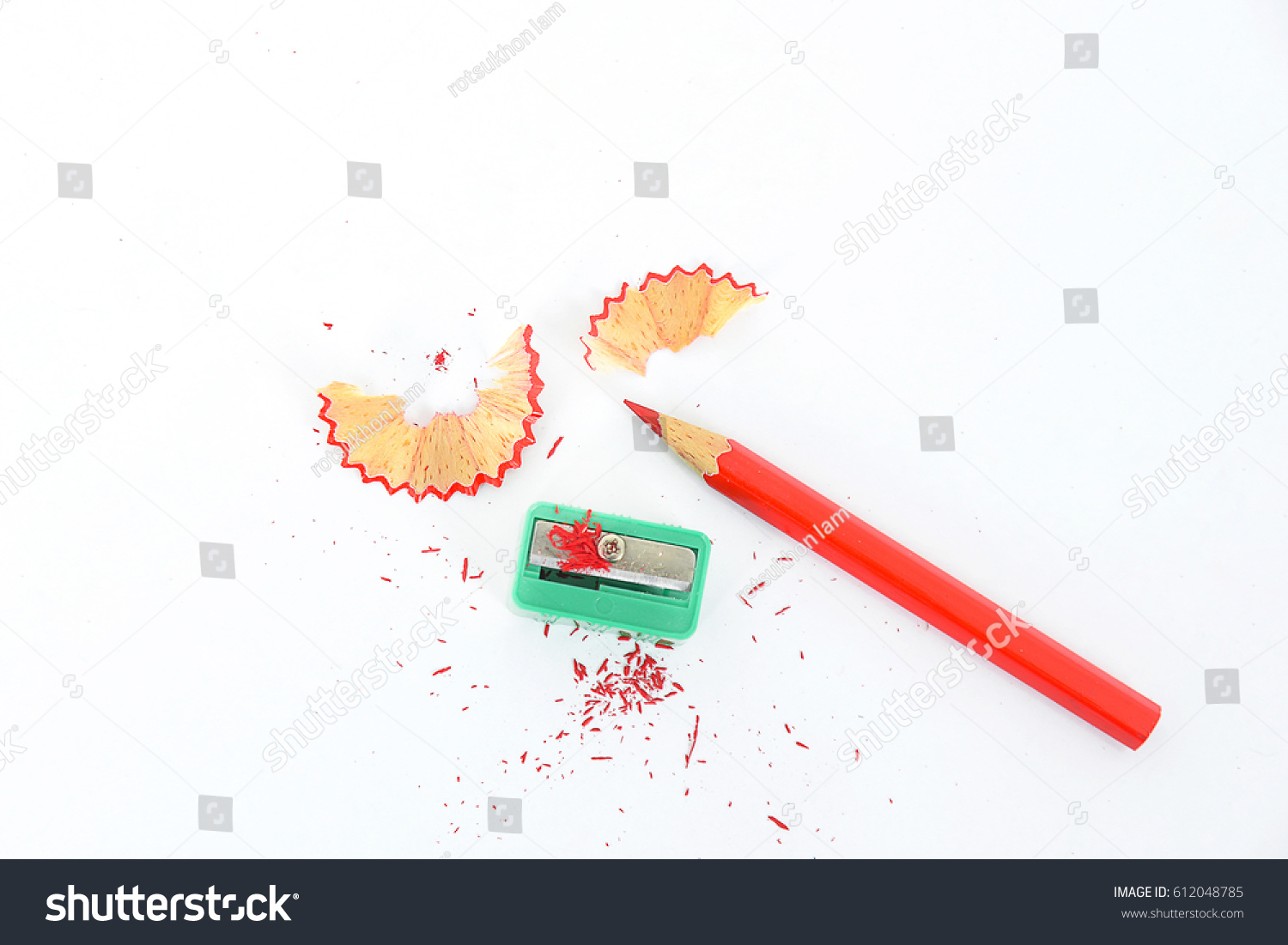 crayon or pencil and sharpener isolated on White Background #612048785