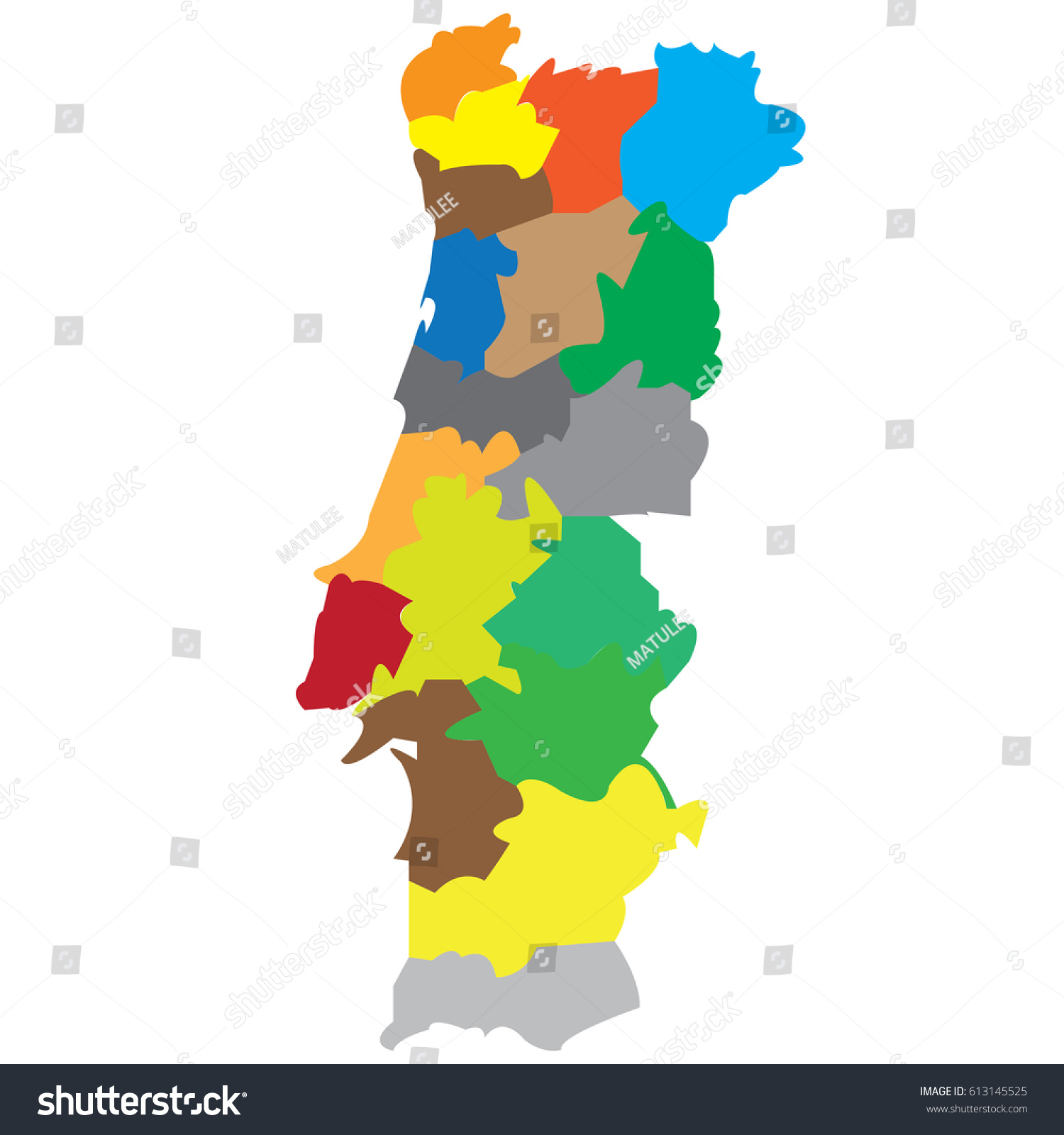 Map countries Portugal - Royalty Free Stock Vector 613145525 - Avopix.com