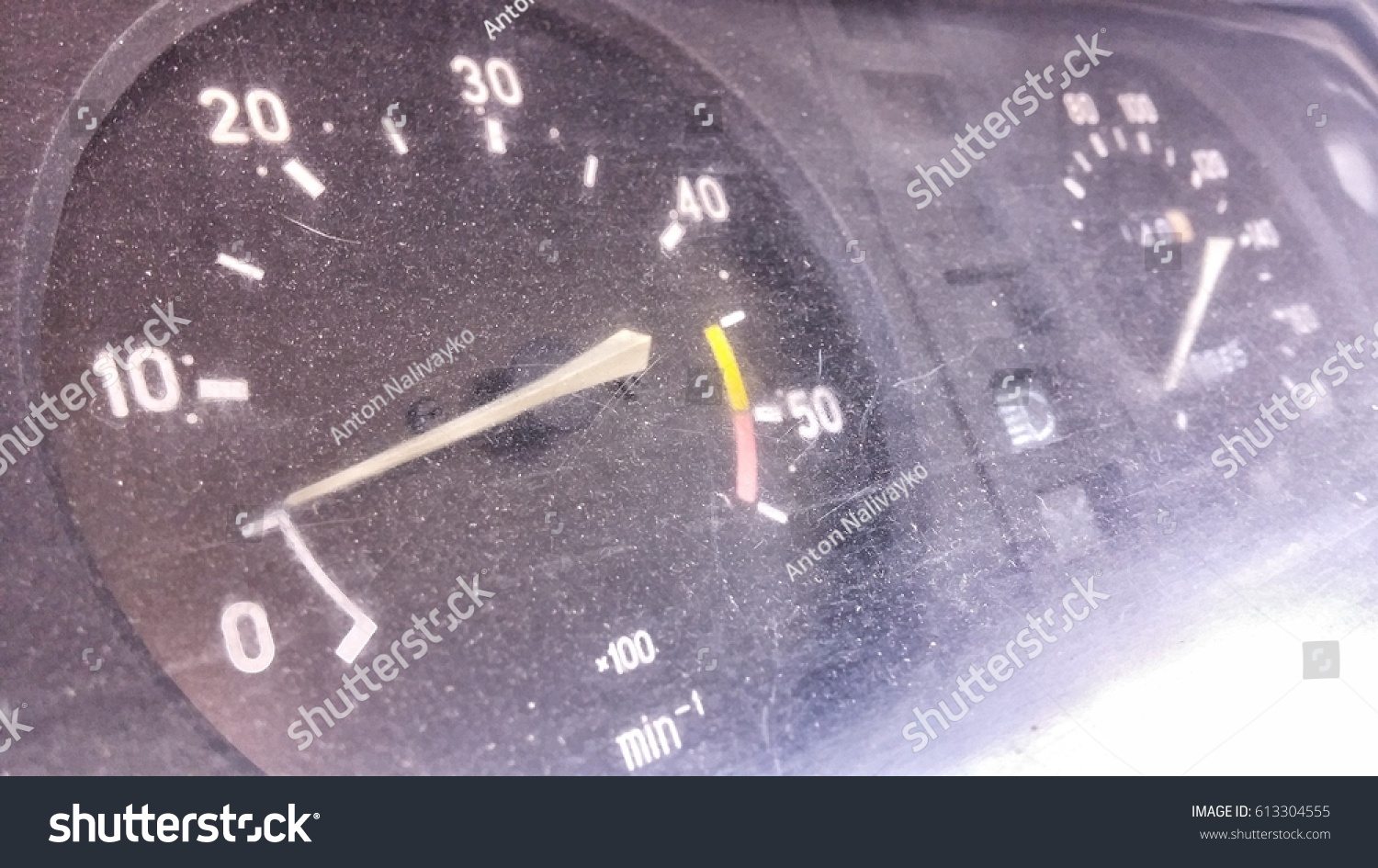 speedometer retro car, macro. #613304555