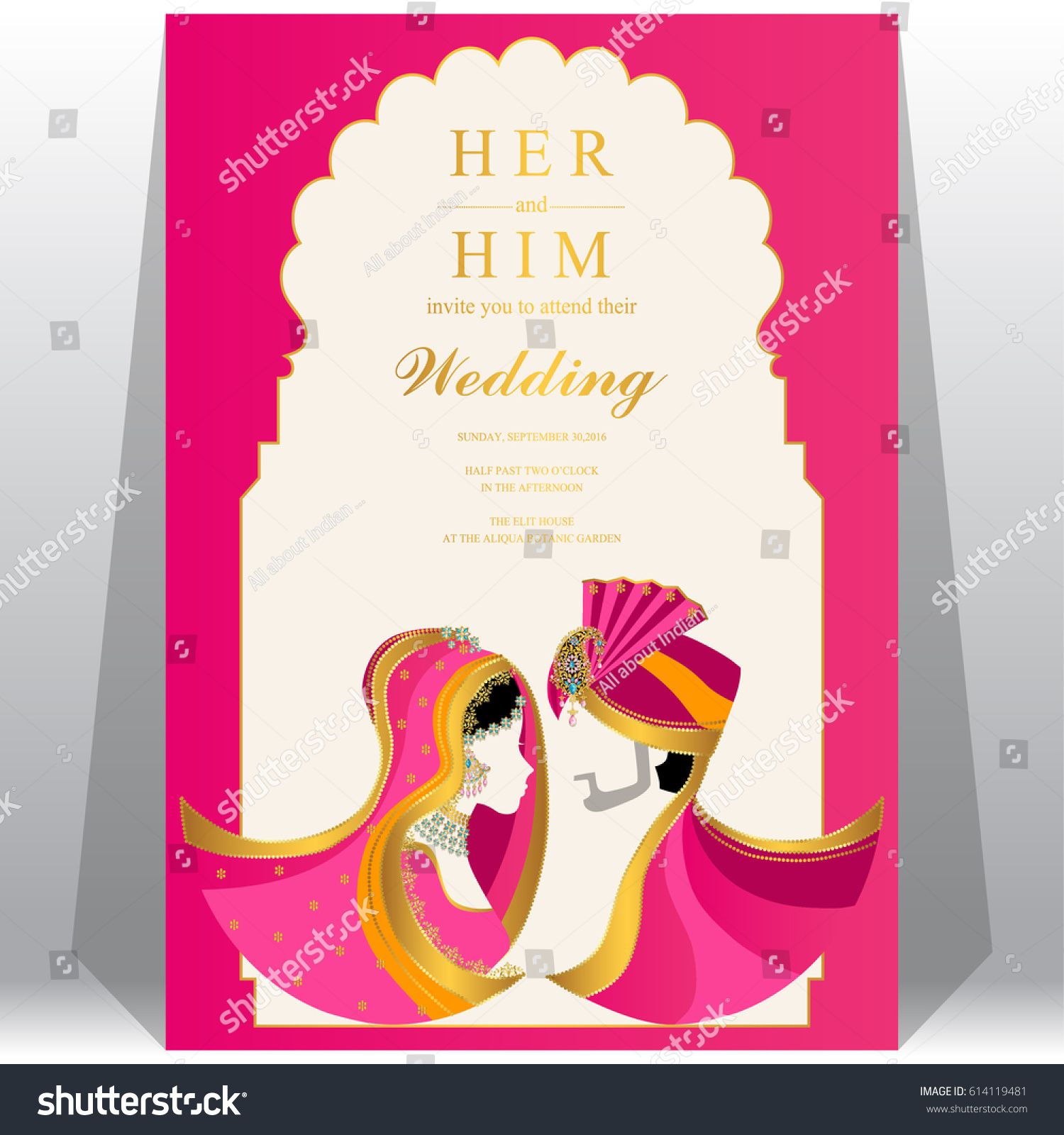 Indian wedding Invitation card templates with Royalty Free Stock