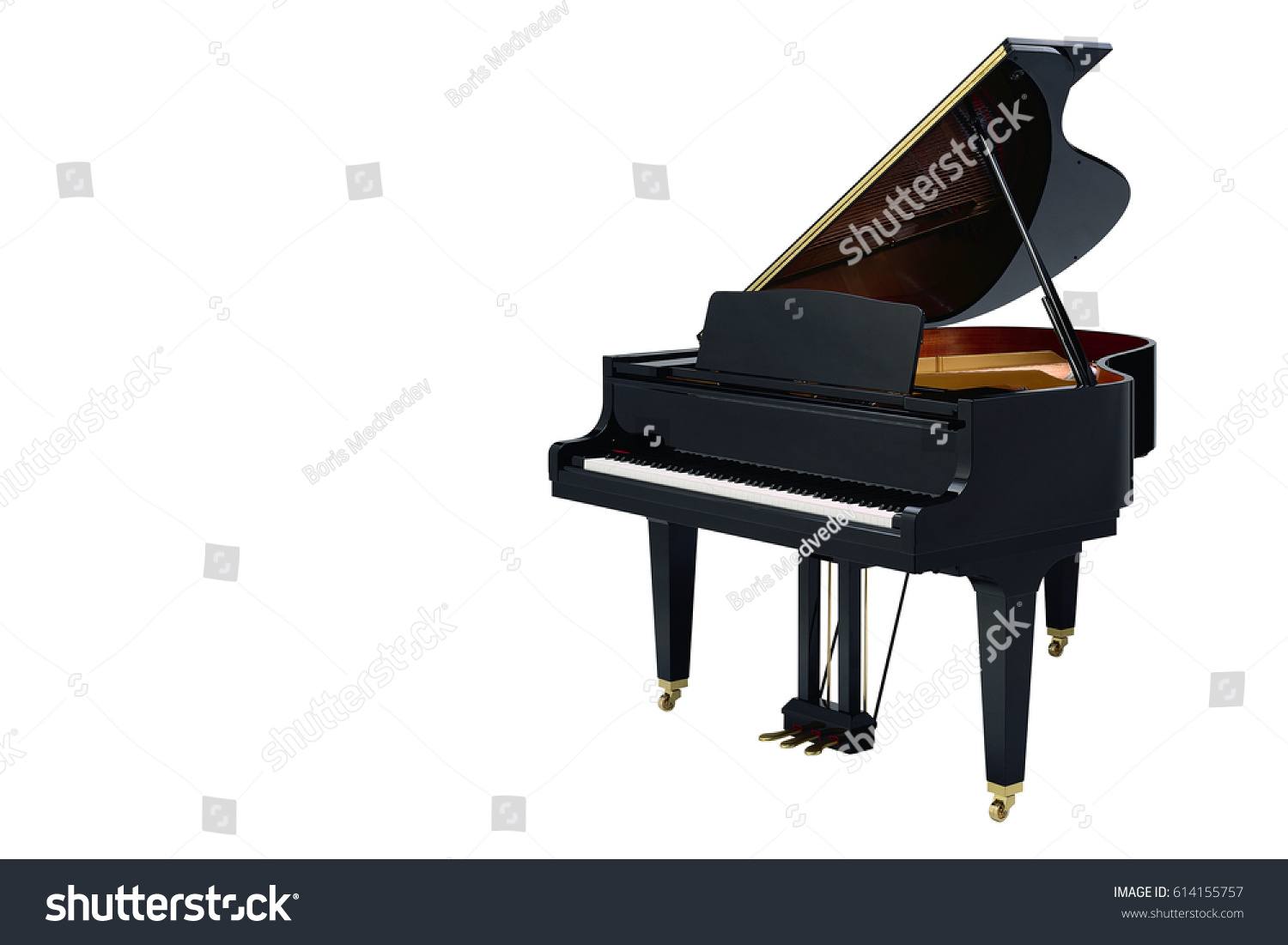 classic musical instrument black piano isolated on white background #614155757
