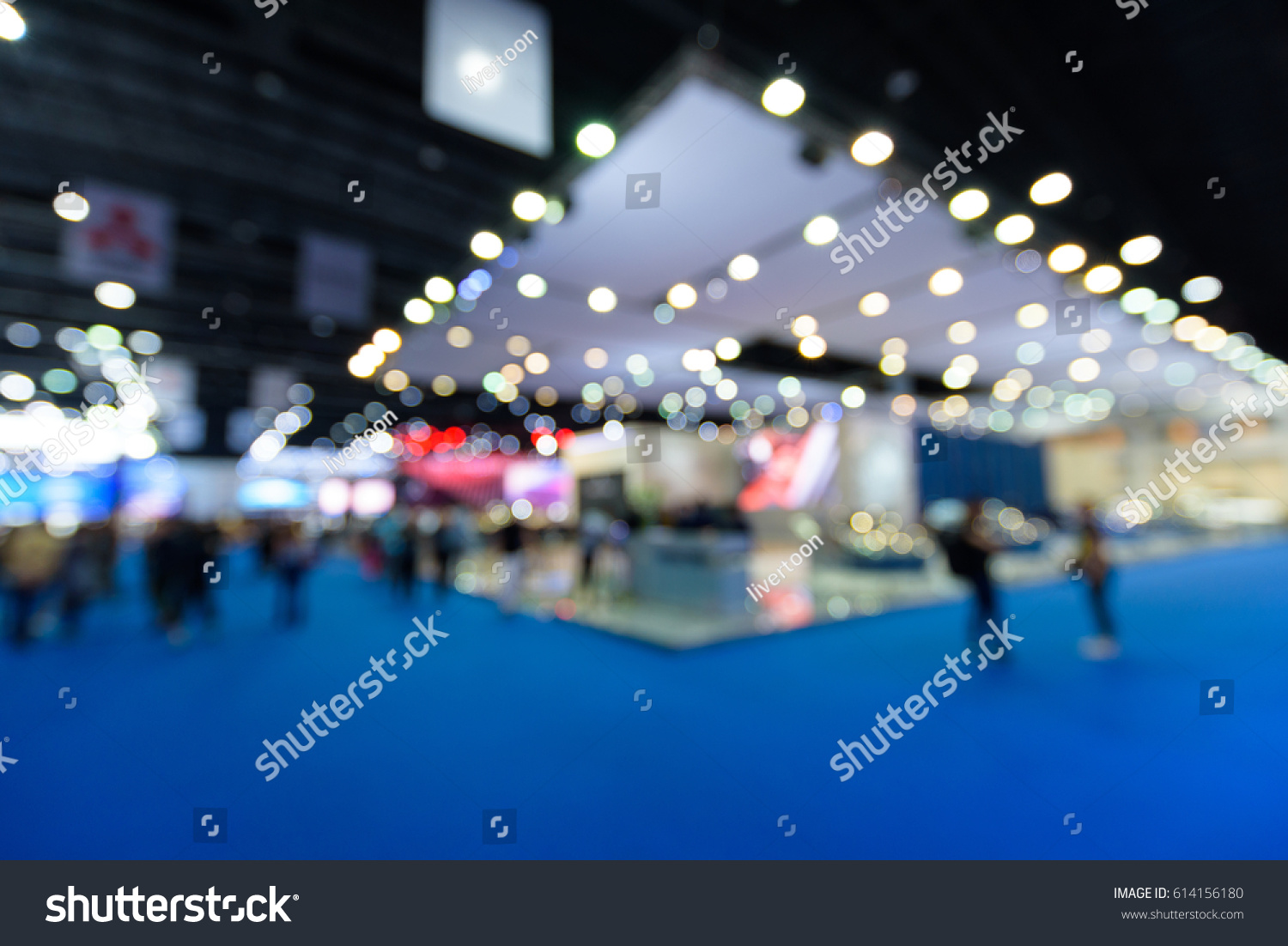 Blurred background of event exhibition show public hall, business trade concept #614156180