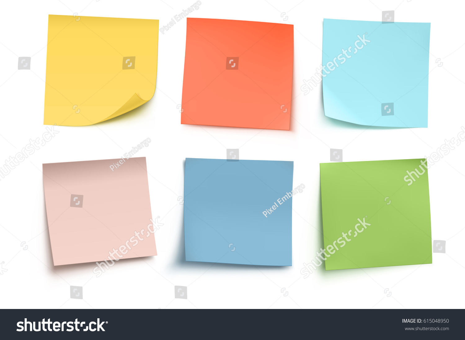 Vector illustration of multicolor post it notes isolated on white background. #615048950