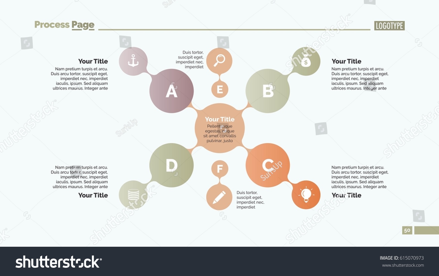 Four Branches Mind Map Slide Template - Royalty Free Stock Vector ...