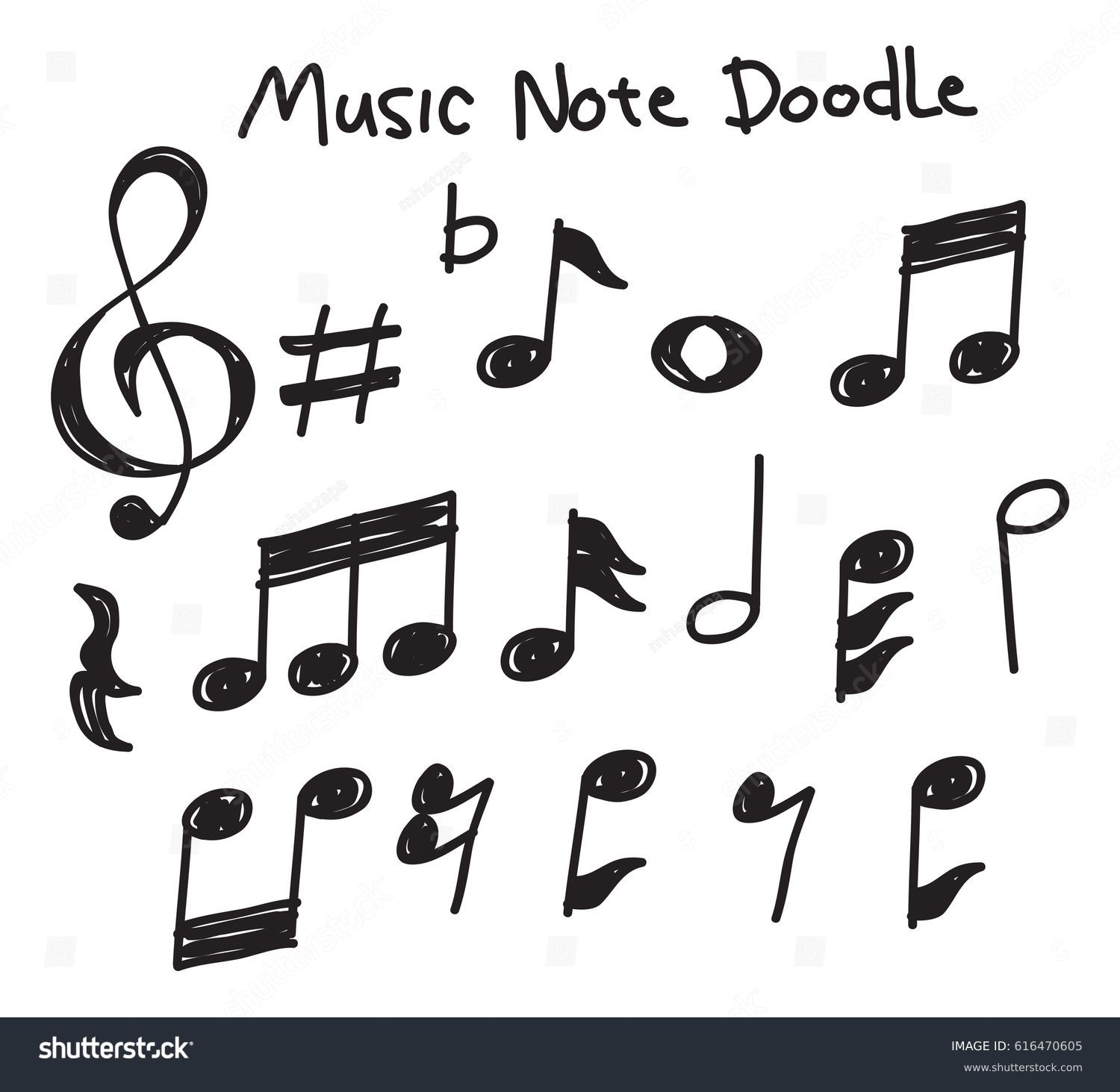 Set of music note doodle  #616470605
