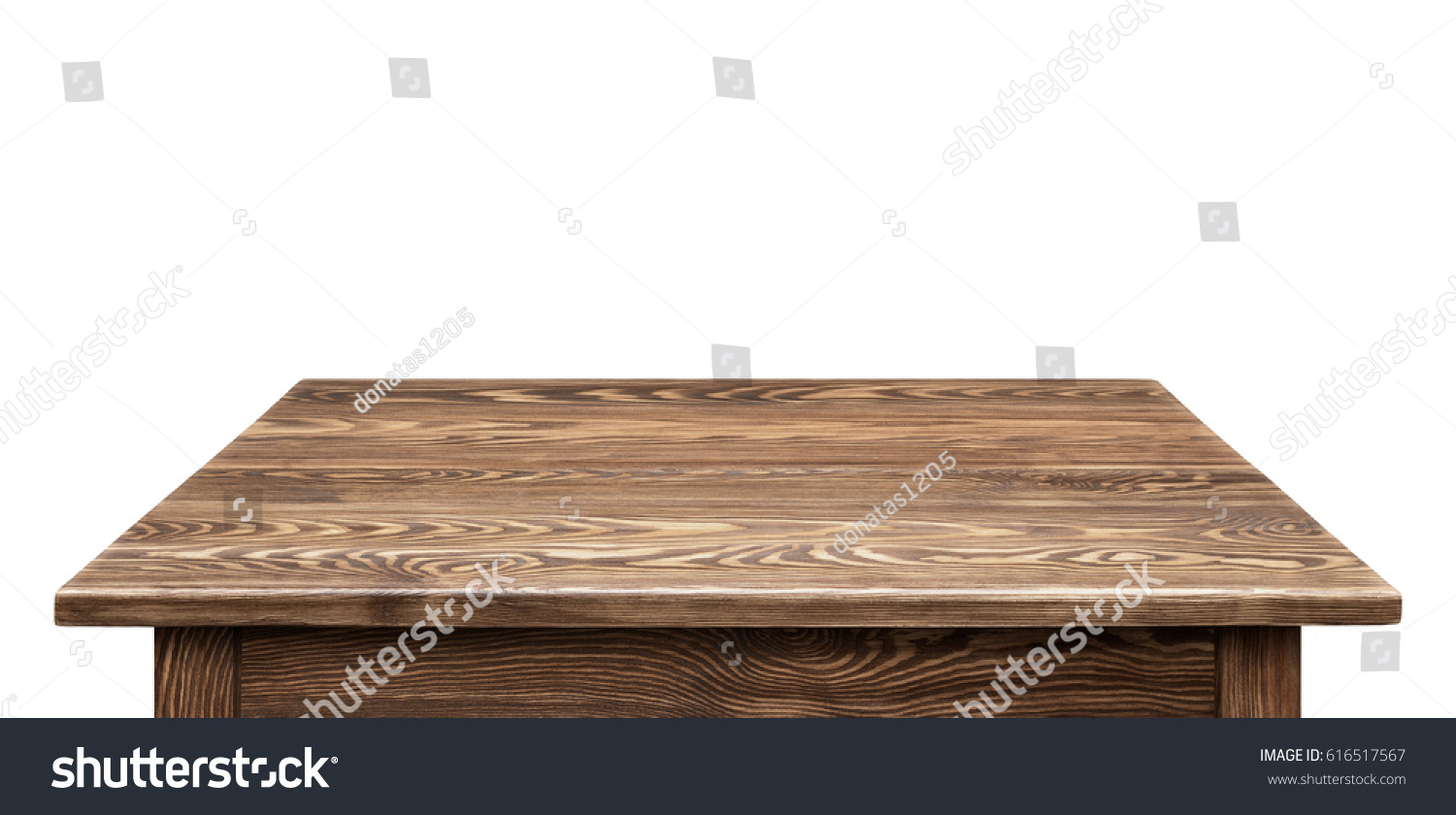 Wooden tabletop on white background. Empty rustic wood table. #616517567