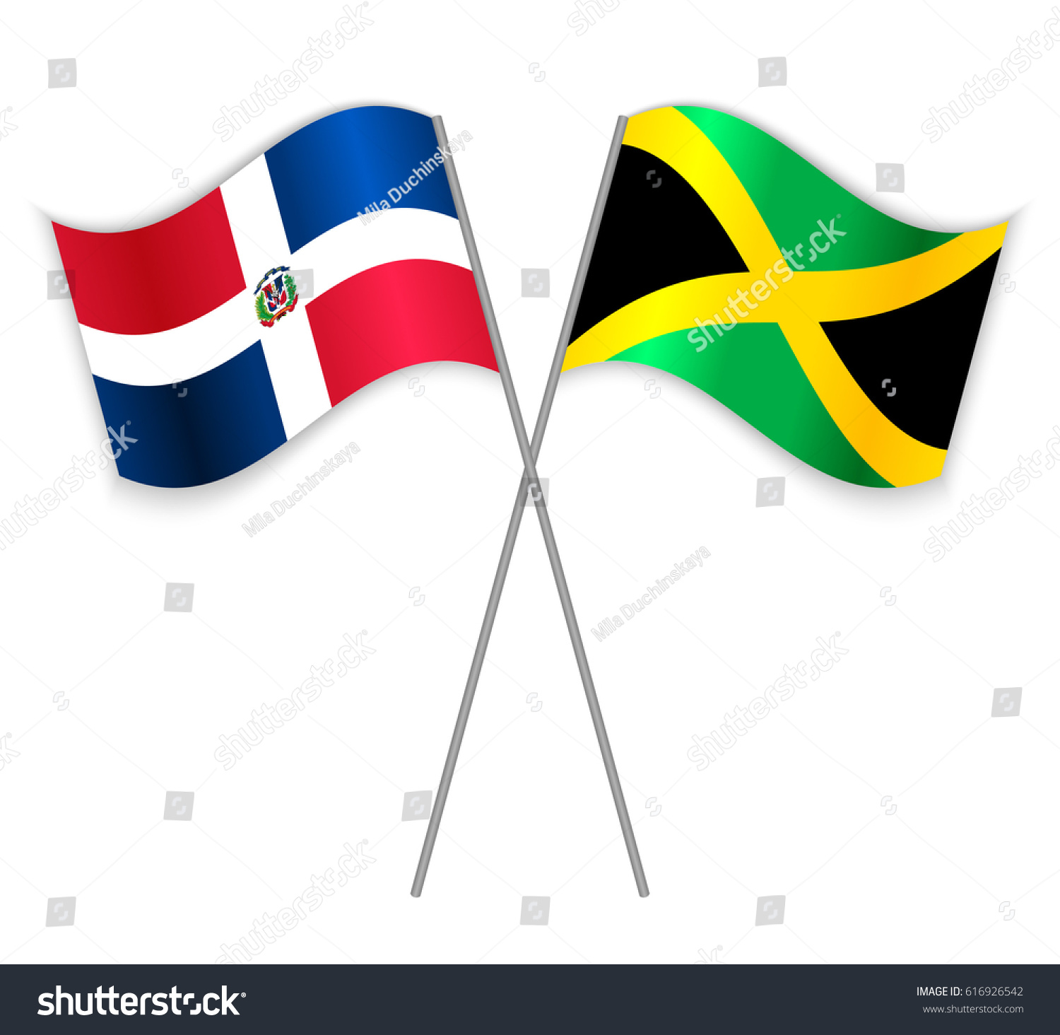 Dominican and Jamaican crossed flags. Dominican - Royalty Free Stock ...