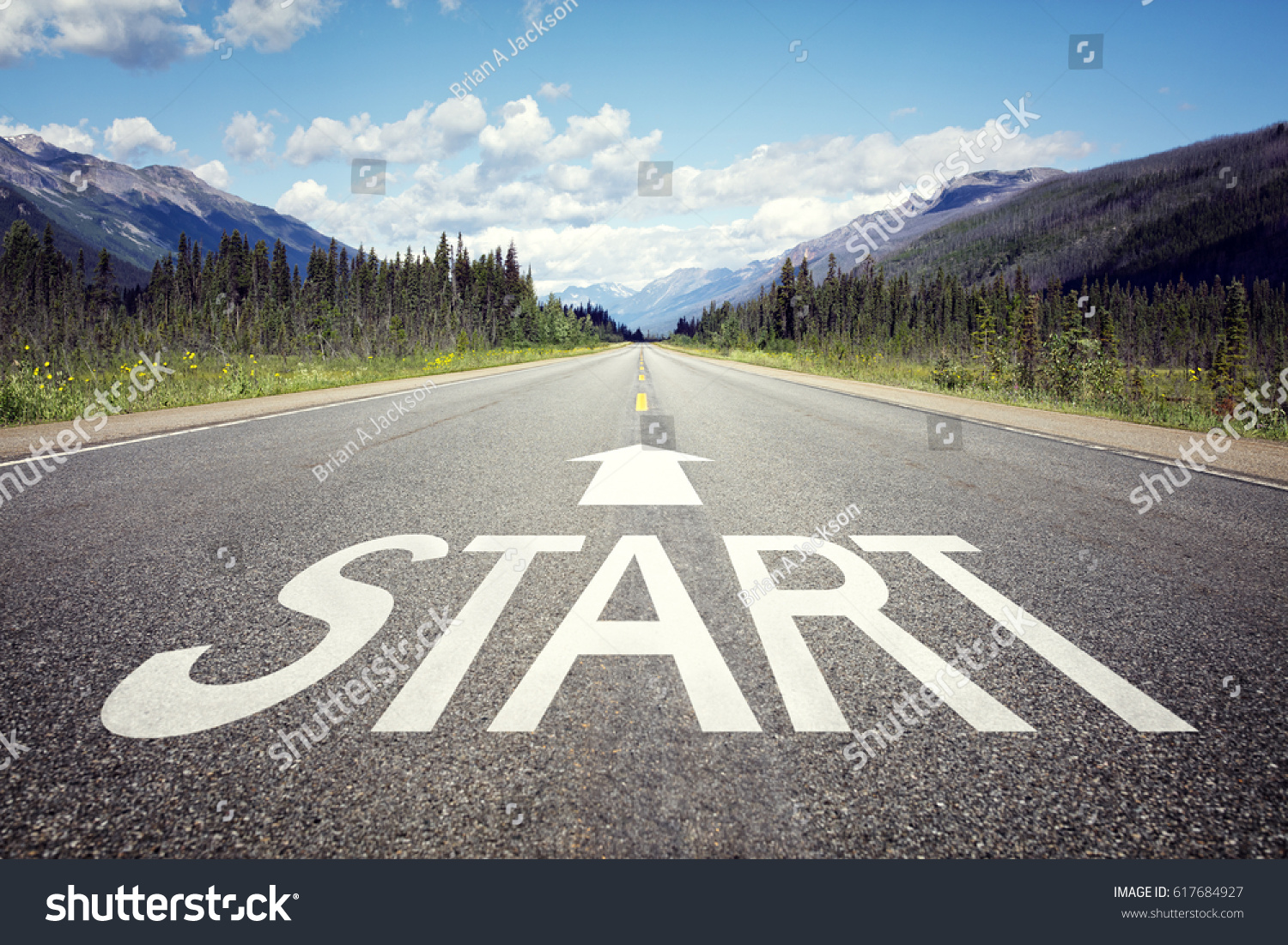 Start line on the highway concept for business planning, strategy and challenge or career path, opportunity and change #617684927