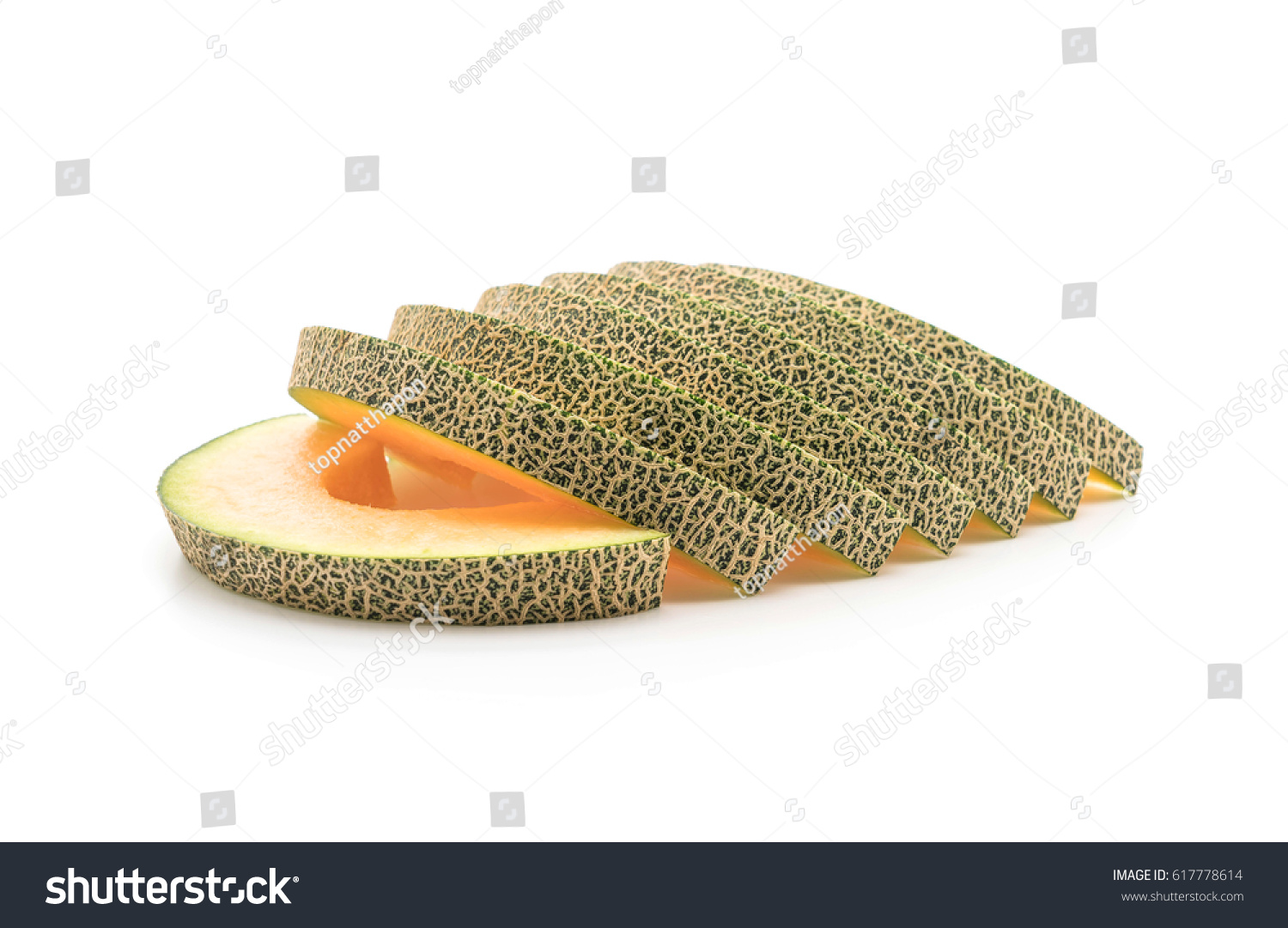 cantaloupe melon on white background #617778614