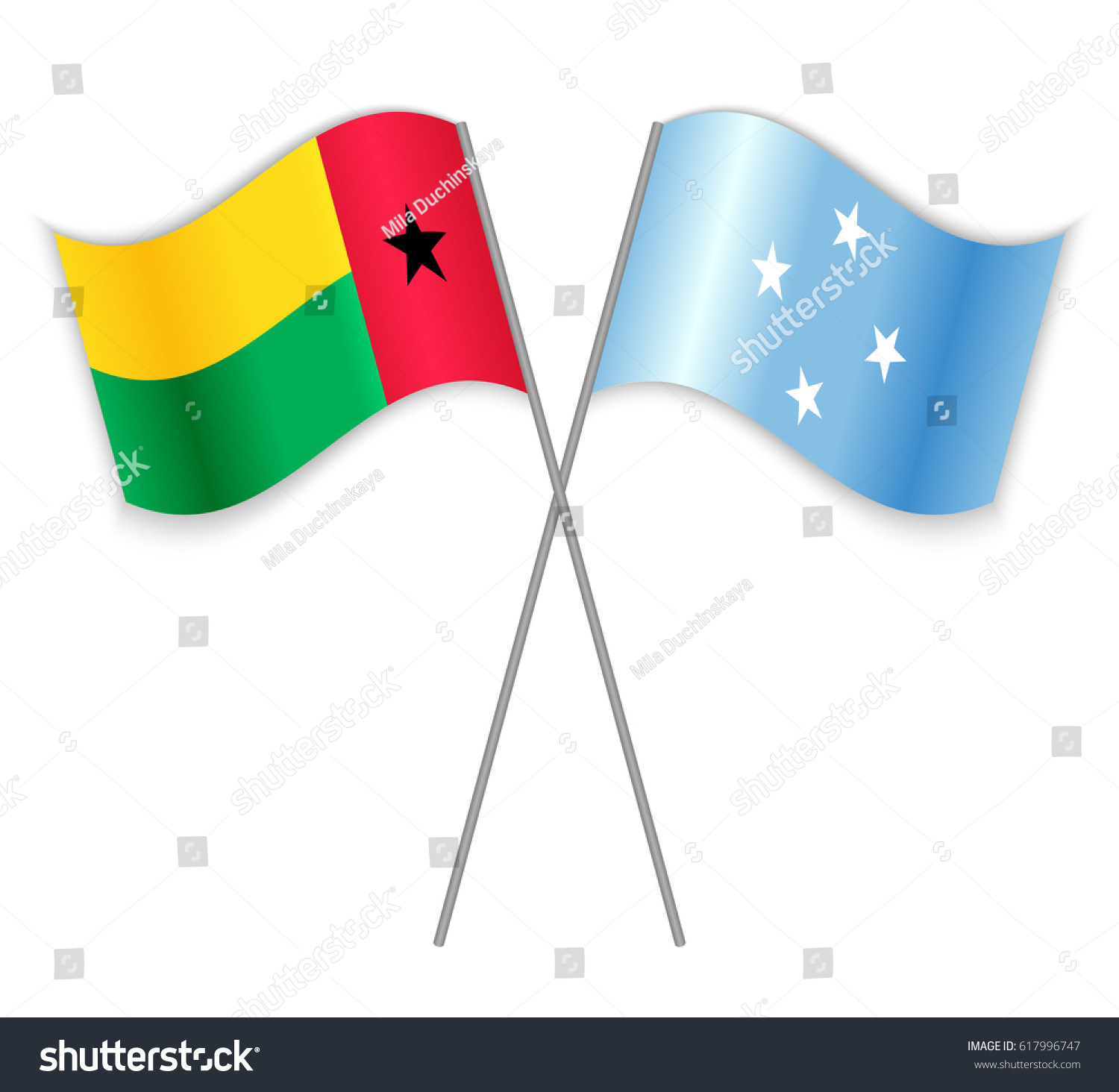 Bissau-Guinean and Micronesian crossed flags. - Royalty Free Stock ...