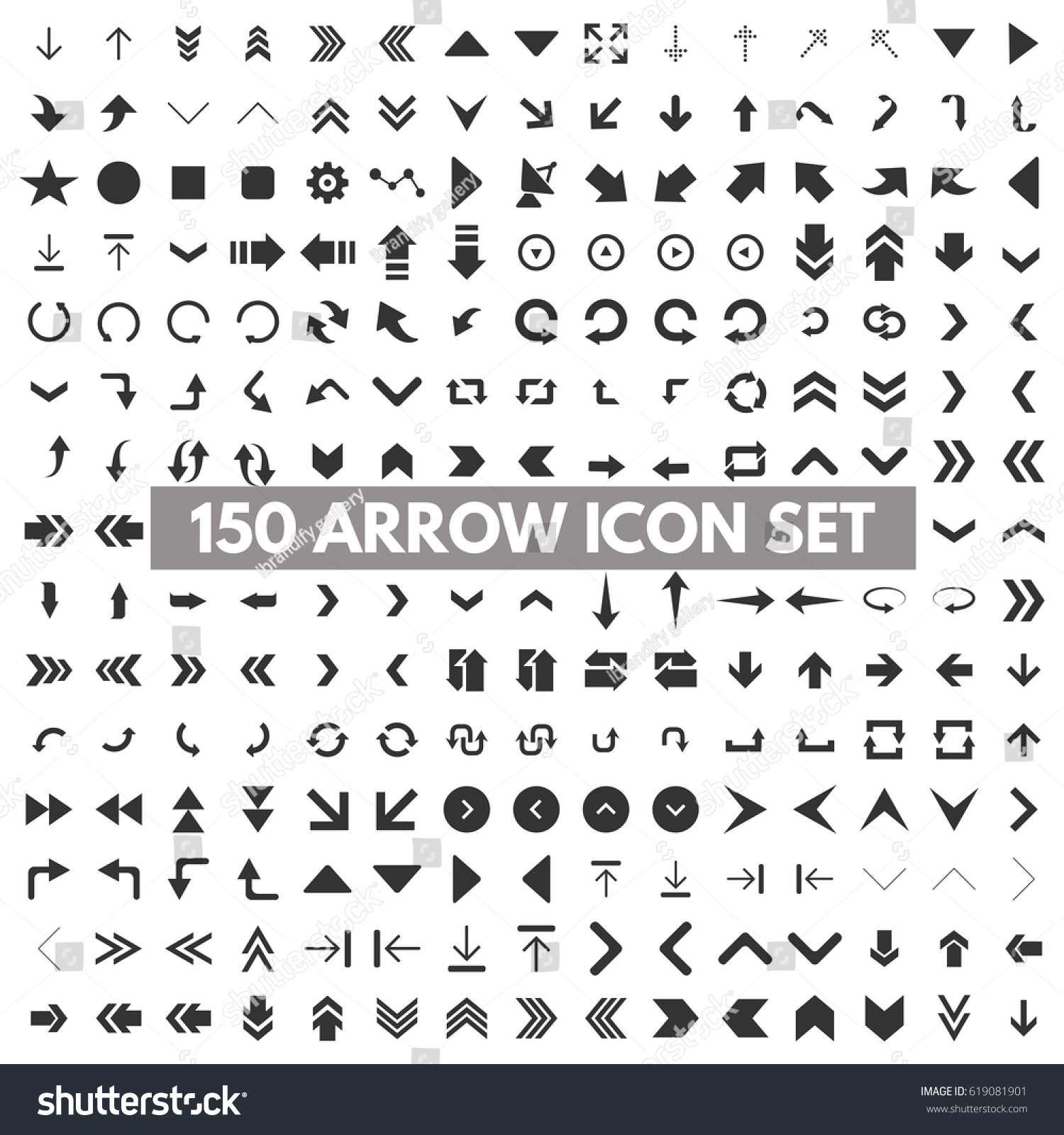 Modern arrow pictogram minimal, flat, solid, monochrome, plain, contemporary style. Vector illustration web internet design elements  #619081901