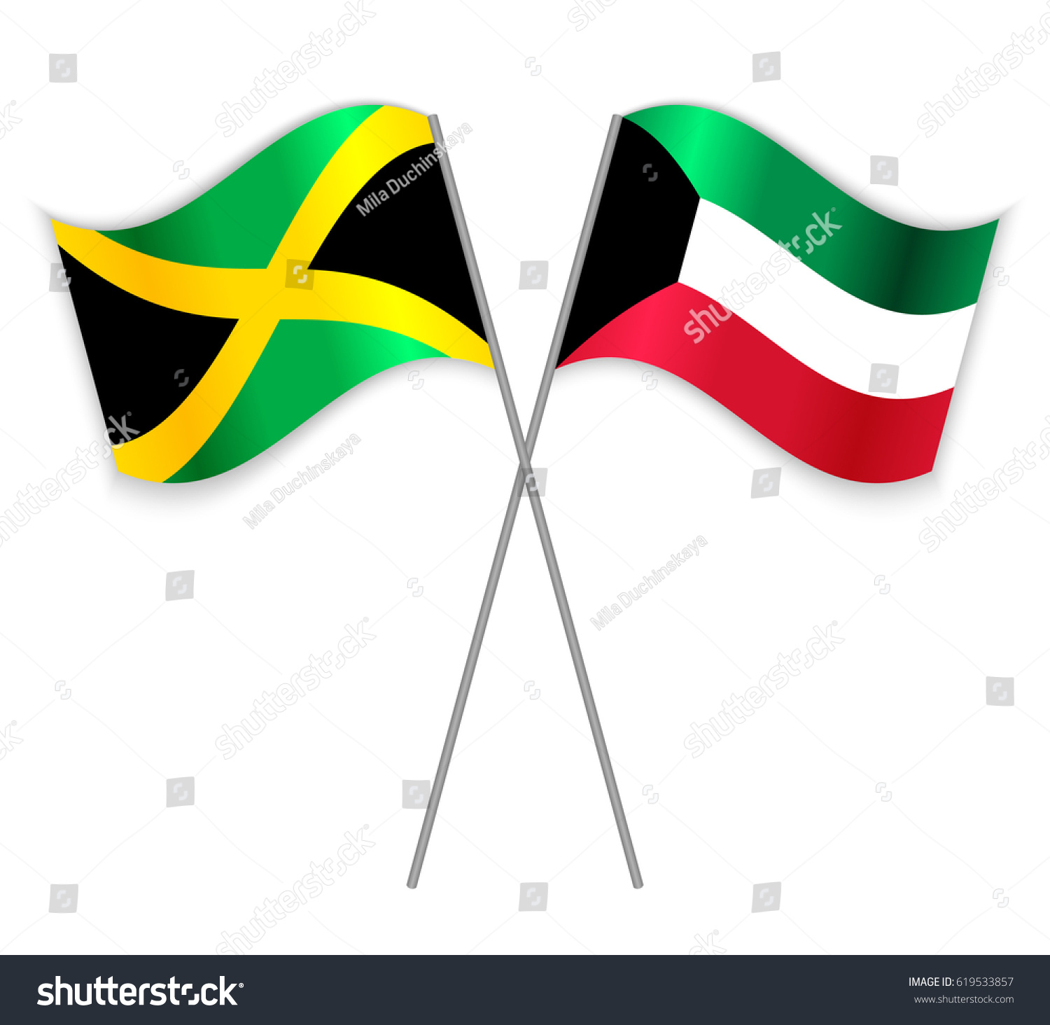 Jamaican and Kuwaiti crossed flags. Jamaica - Royalty Free Stock Vector ...