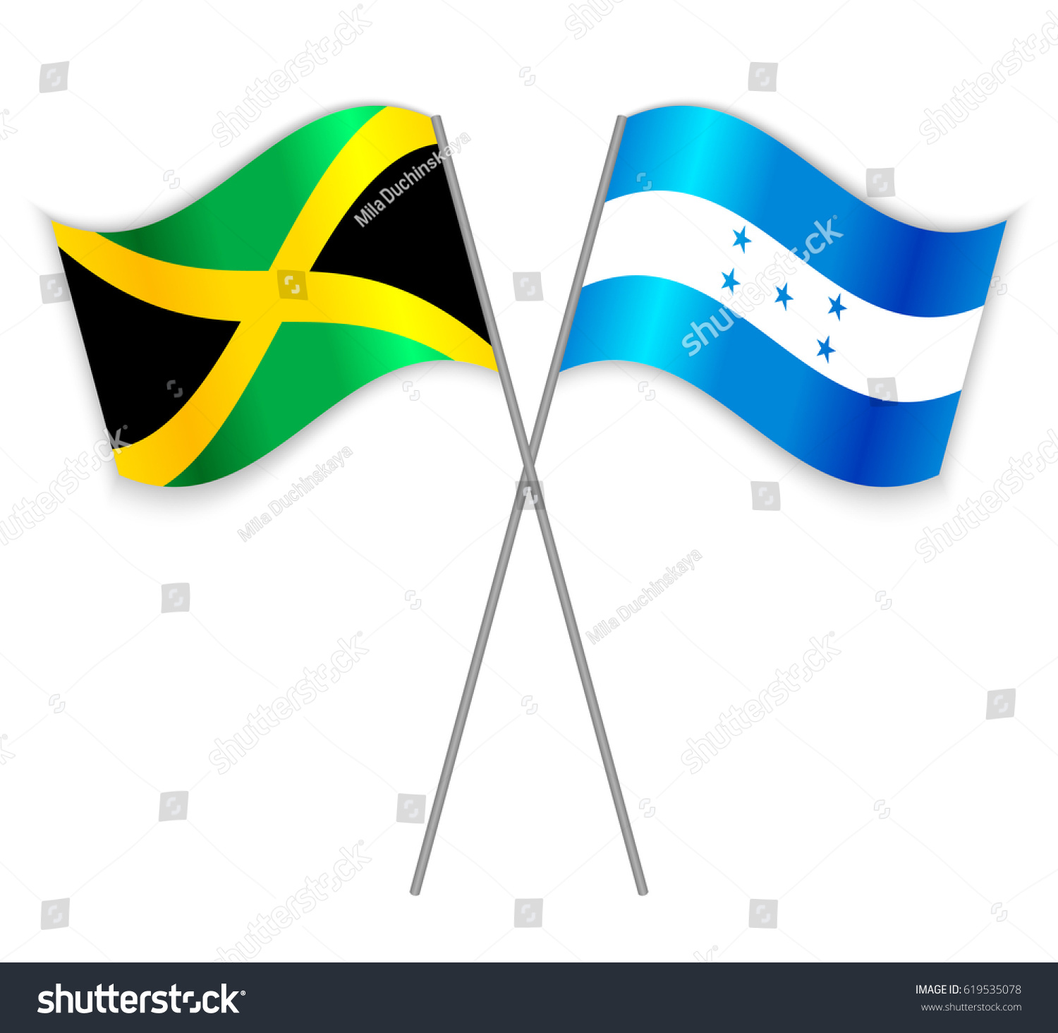 Jamaican and Honduran crossed flags. Jamaica - Royalty Free Stock ...