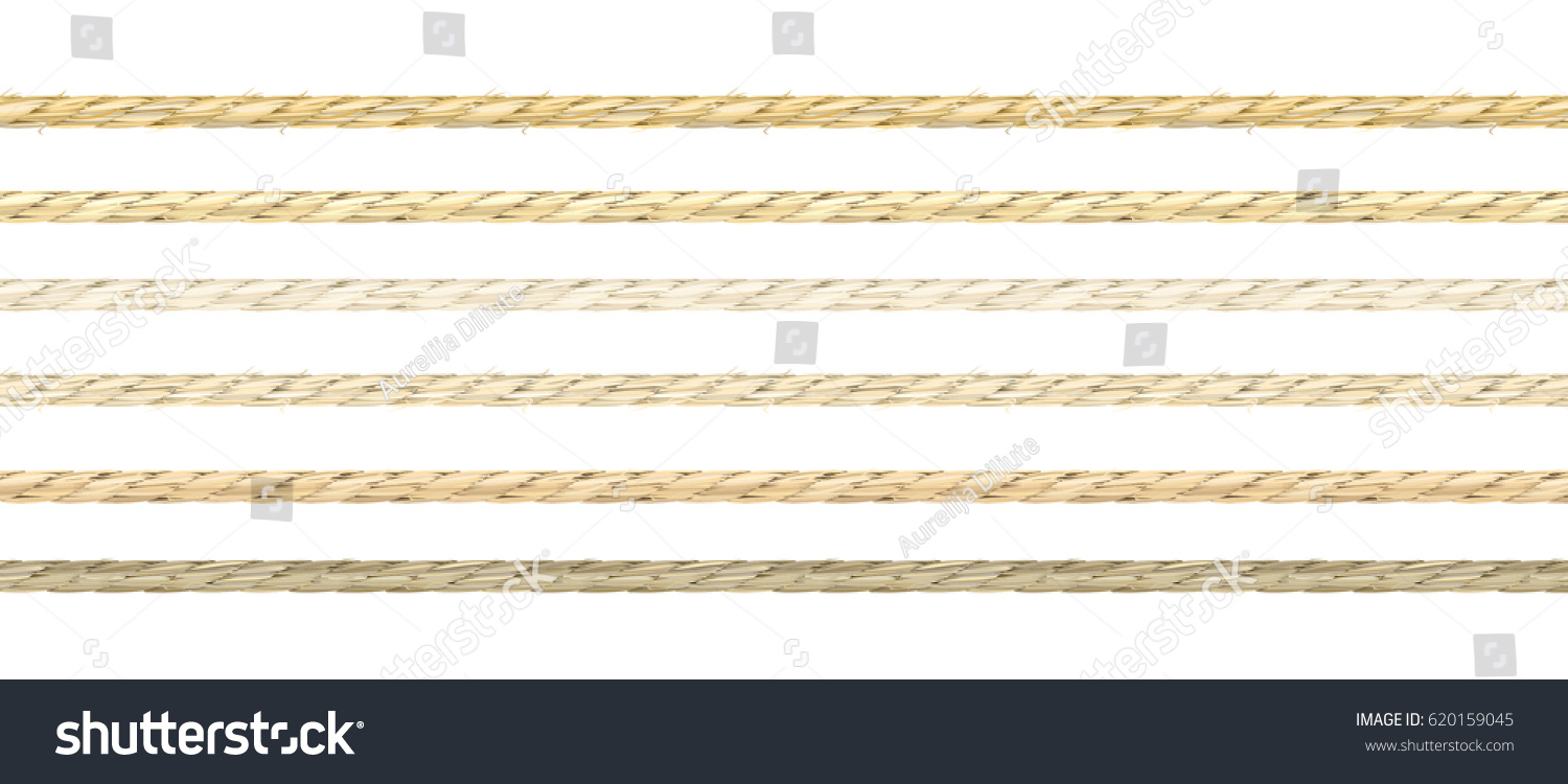Set or organic look linen string vector in 6 types of coloring. Seamless pattern of neat realistic flax material texture cords. #620159045