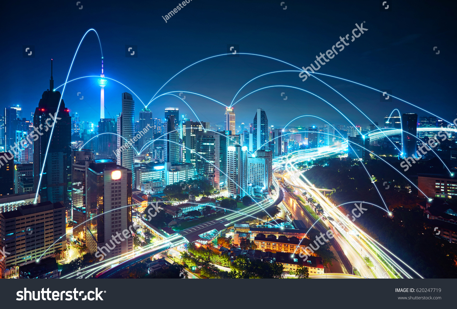 Modern cityscape and network connection concept . #620247719