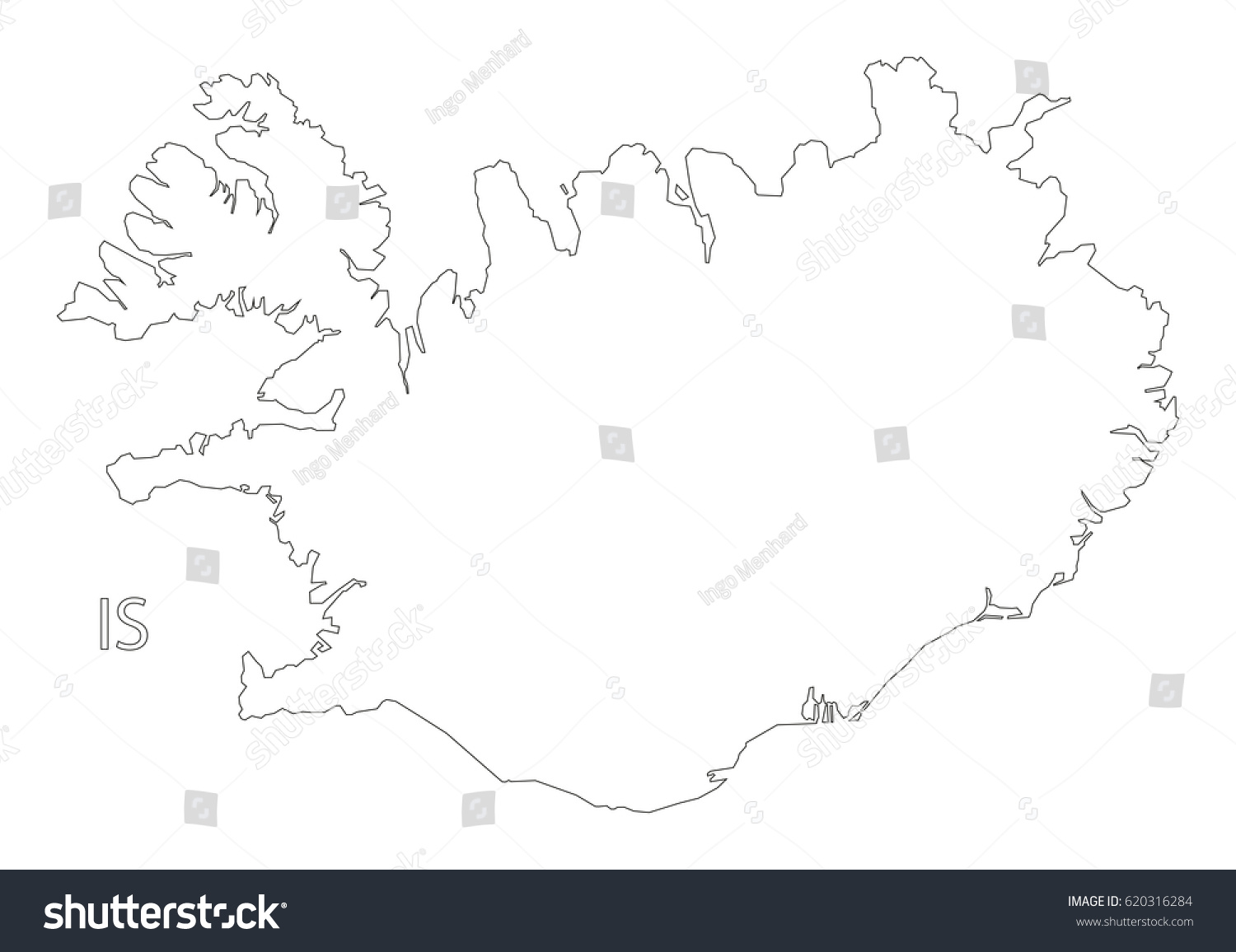 Iceland outline silhouette map illustration - Royalty Free Stock Vector ...