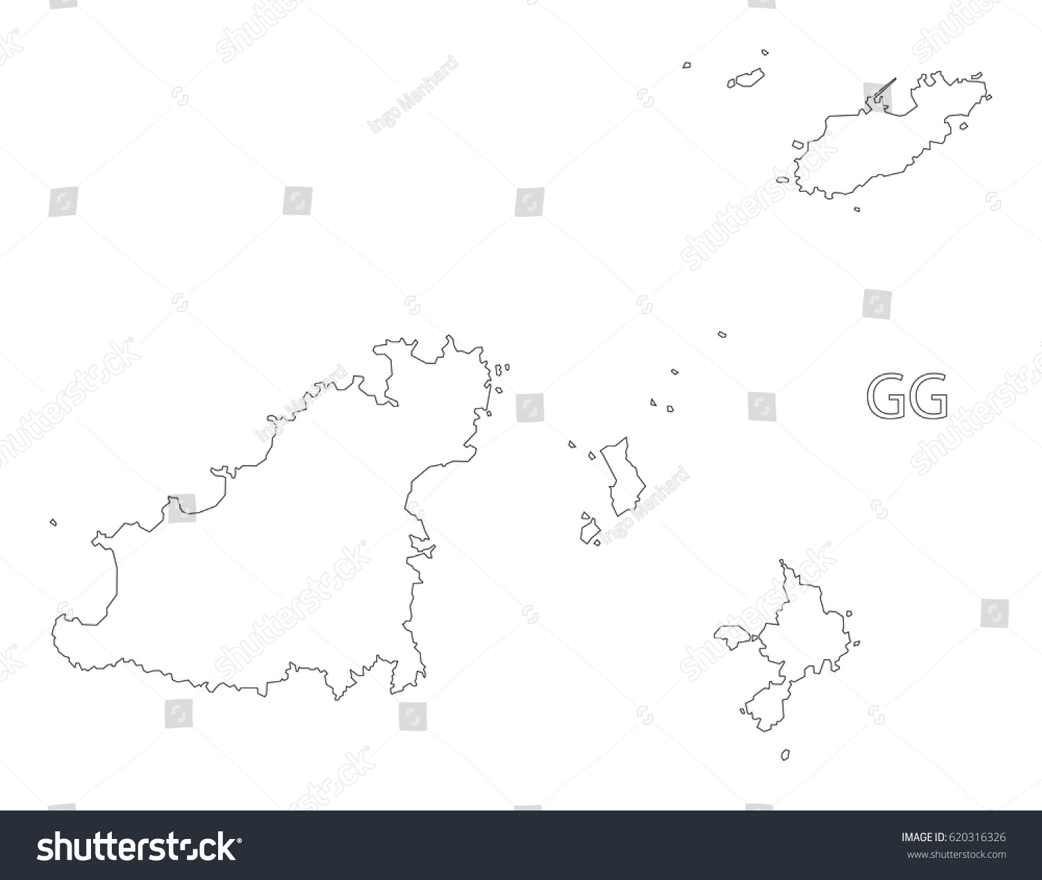 Guernsey outline silhouette map illustration - Royalty Free Stock ...