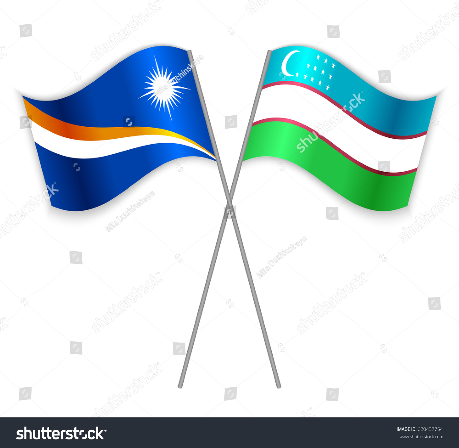 Marshallese and Uzbek crossed flags. Marshall - Royalty Free Stock ...