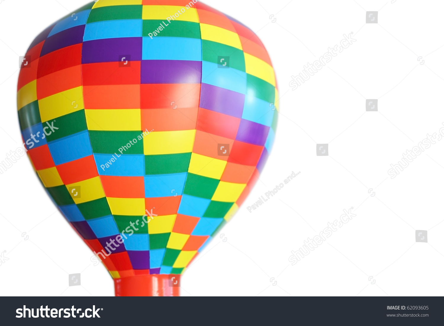 multicolored hot-air balloon toy isolated on white background, half view #62093605