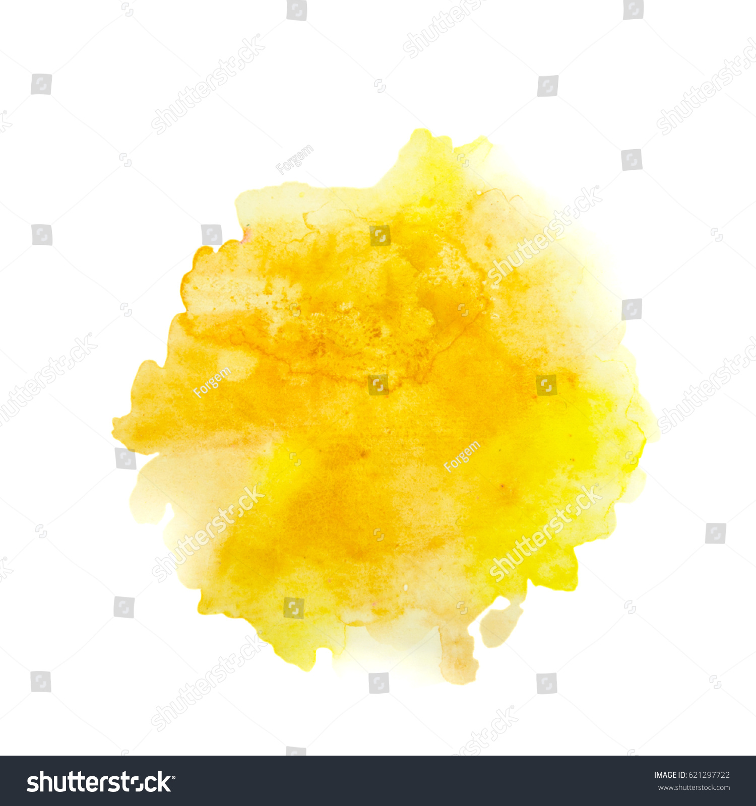Color, yellow - orange splash watercolor hand painted isolated on white background, artistic decoration or background #621297722