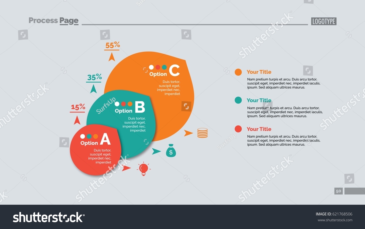 Three Points Comparison Slide Template - Royalty Free Stock Vector ...