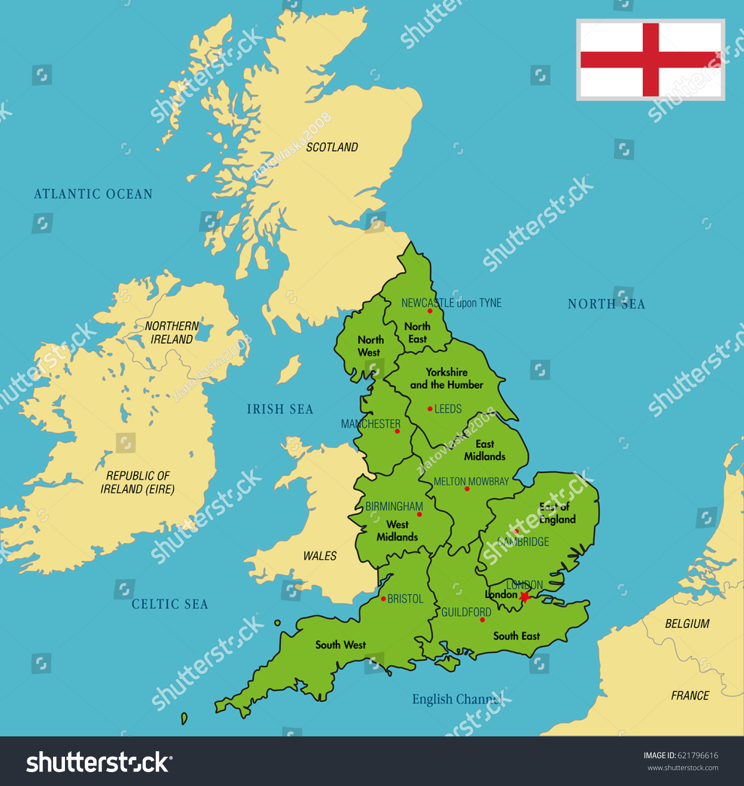 Vector highly detailed political map of England - Royalty Free Stock ...