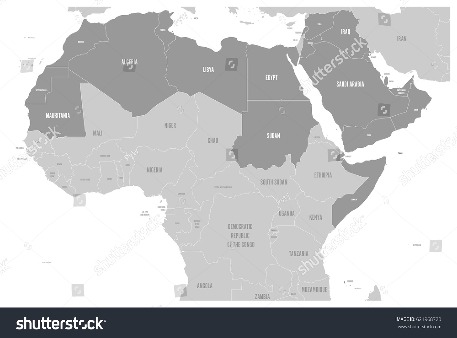 Arab World states political map with higlighted - Royalty Free Stock ...