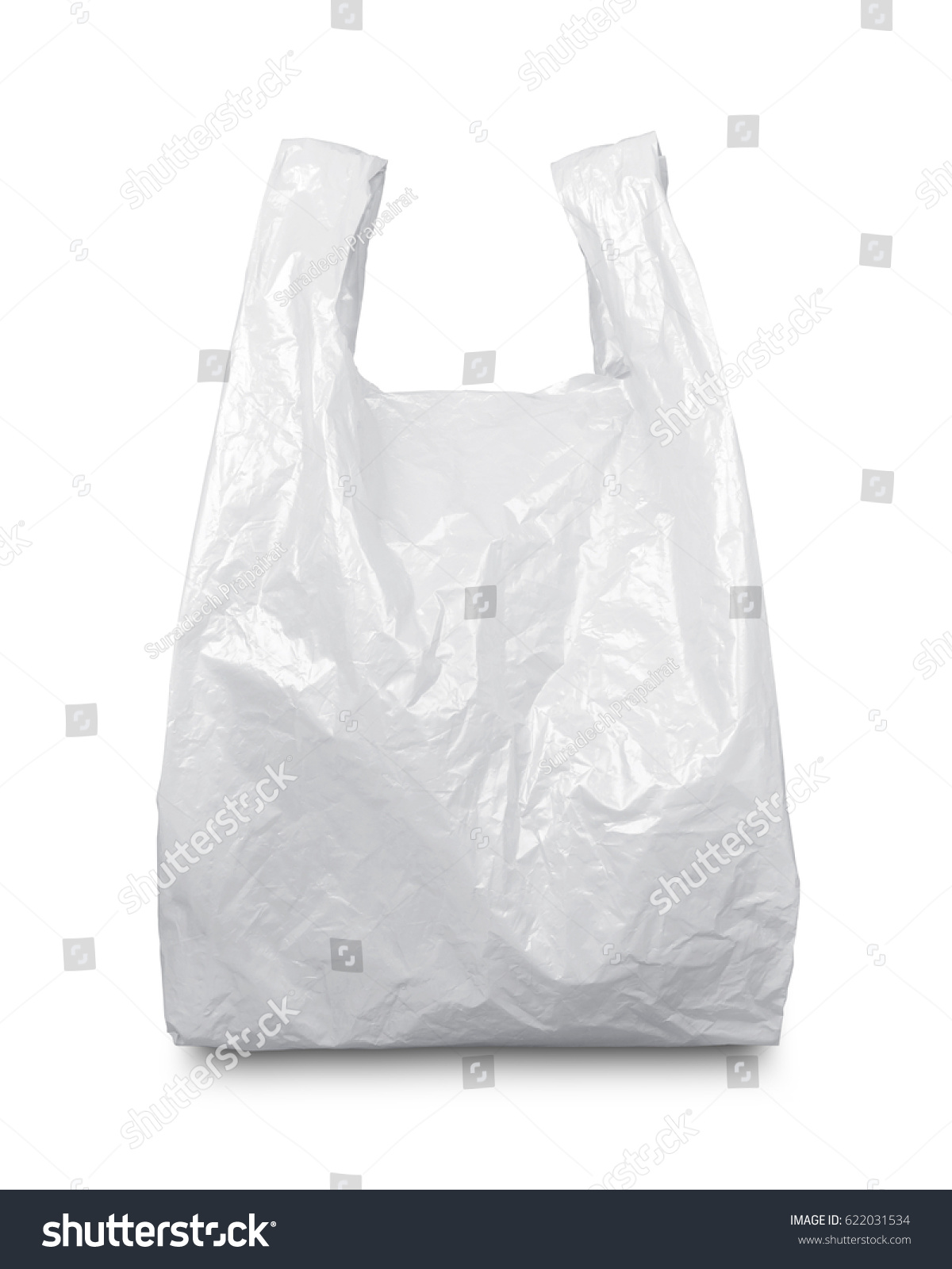 White plastic bag isolated on white with clipping path #622031534