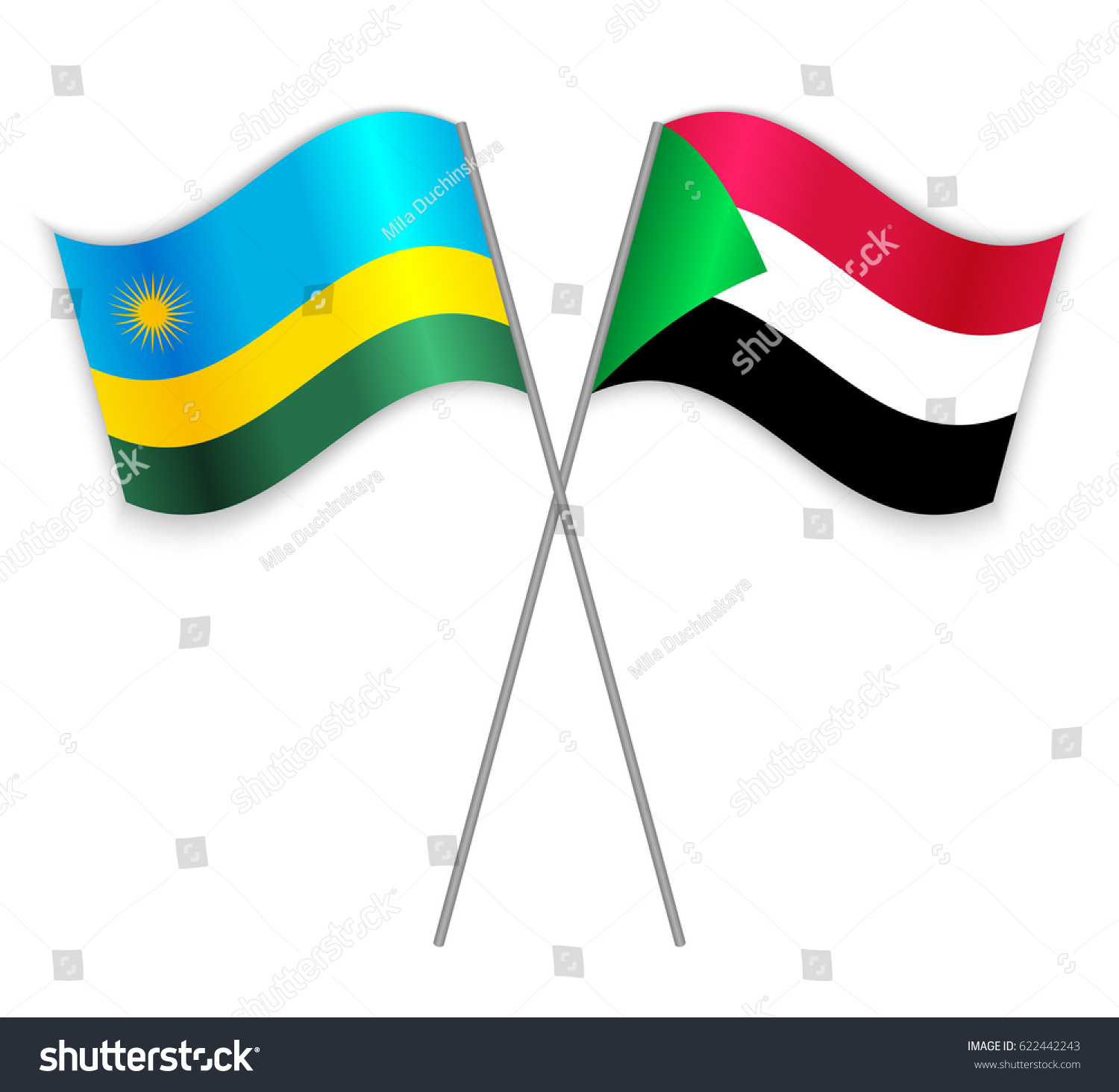 Rwandan and Sudanese crossed flags. Rwanda - Royalty Free Stock Vector ...