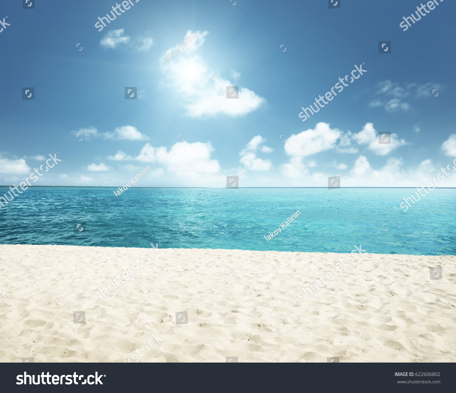sunny tropical beach and perfect sky #622606802