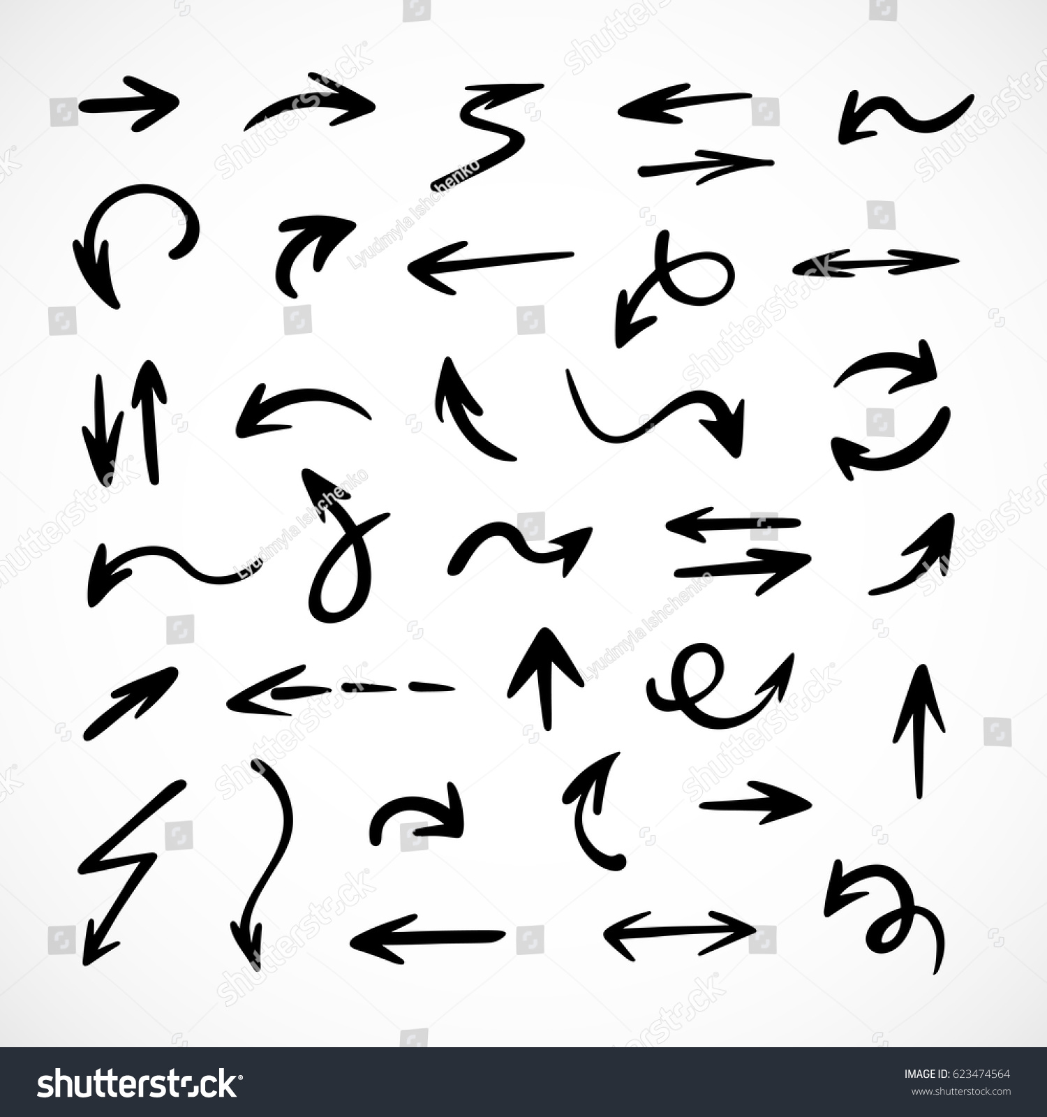 hand-drawn arrows, vector set #623474564