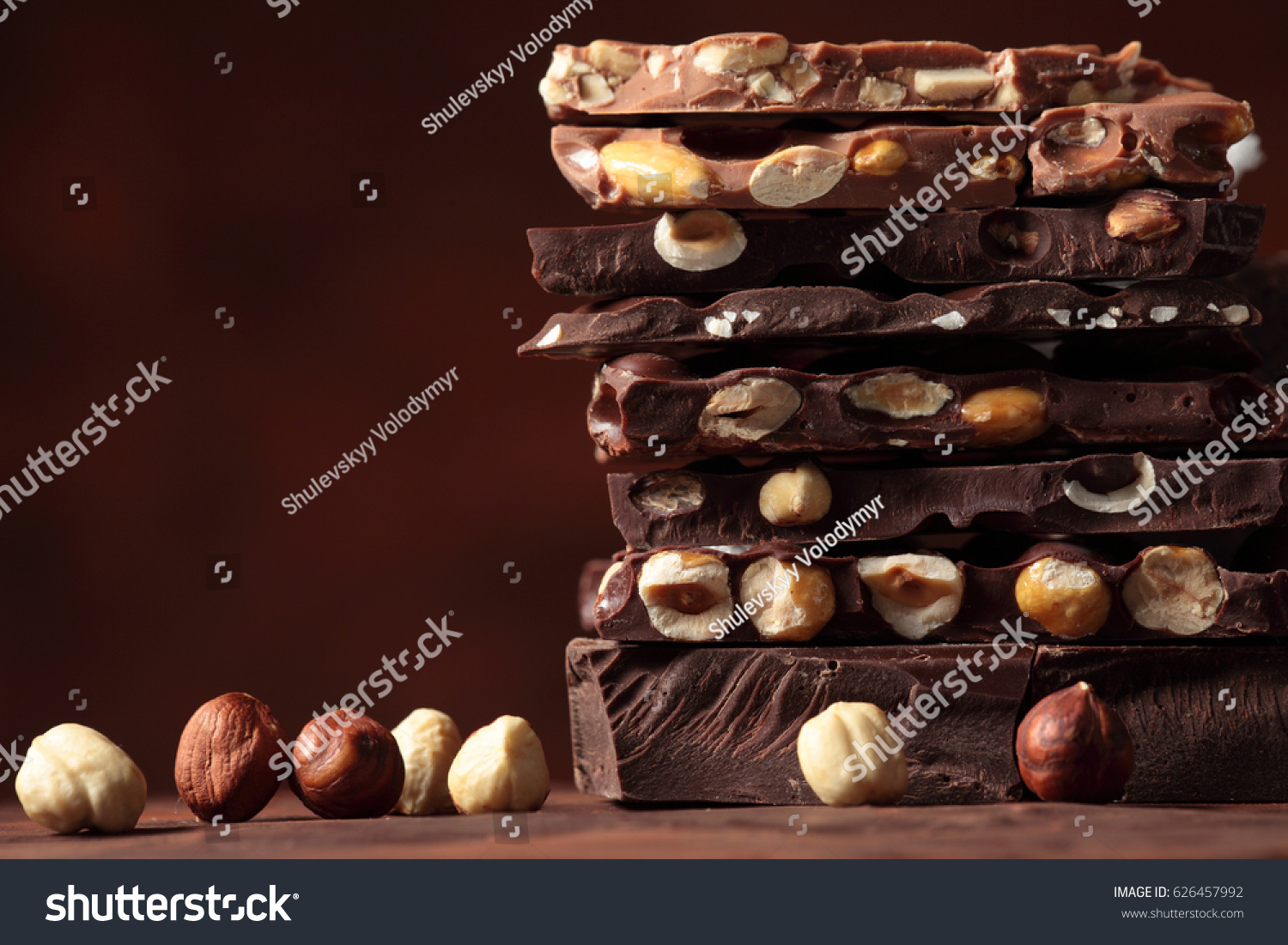 Nut chocolate bar pieces  tower #626457992