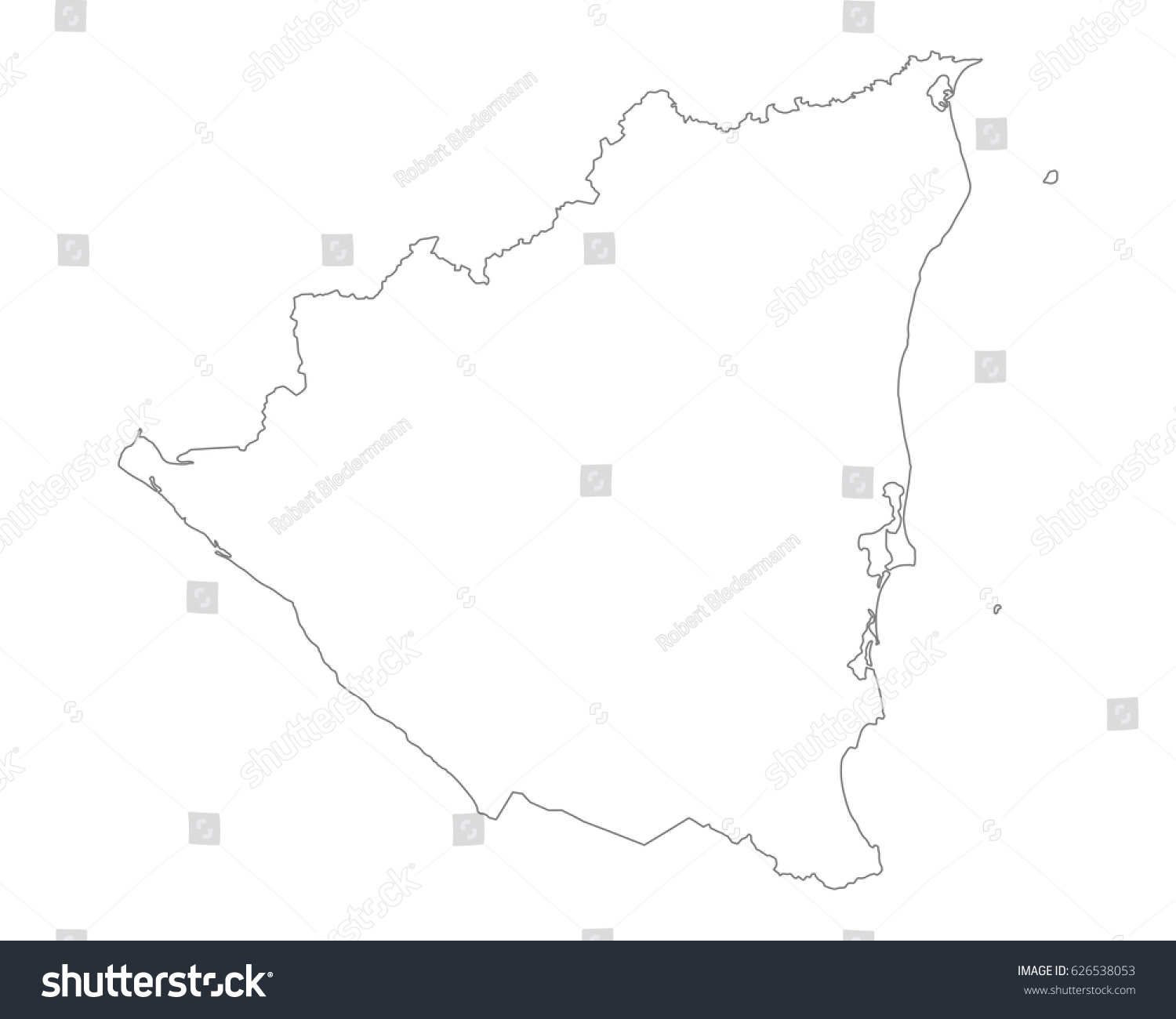 Map of Nicaragua - Royalty Free Stock Vector 626538053 - Avopix.com